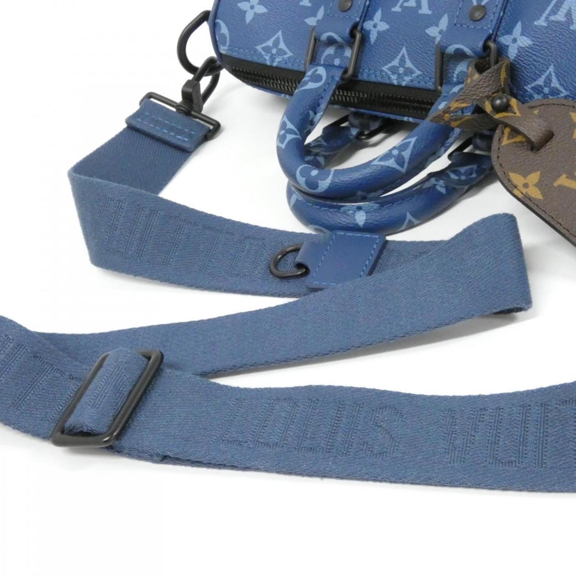Louis Vuitton Blue Coated Canvas Boston Bag
