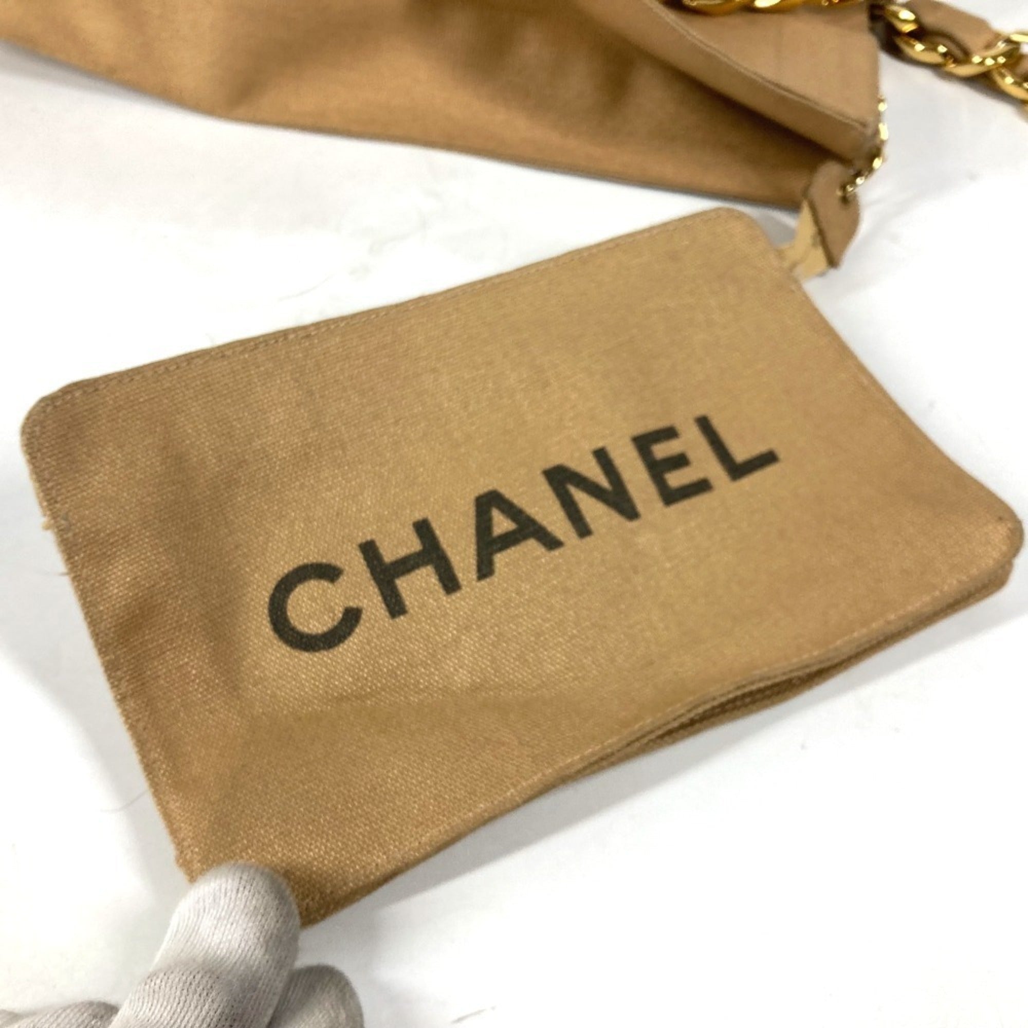 Chanel Beige Black Canvas Shoulder Bag Tote Bag