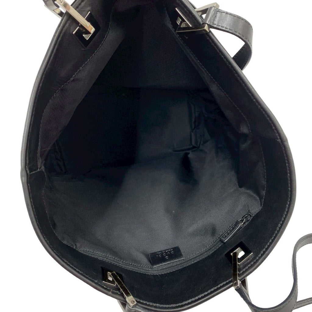 Gucci Black Gg Canvas Leather Handbag Tote Bag (Pre-Owned)