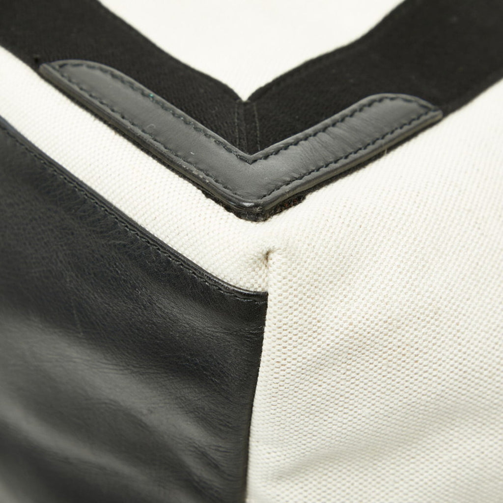 Balenciaga Black White Canvas Leather Handbag Tote