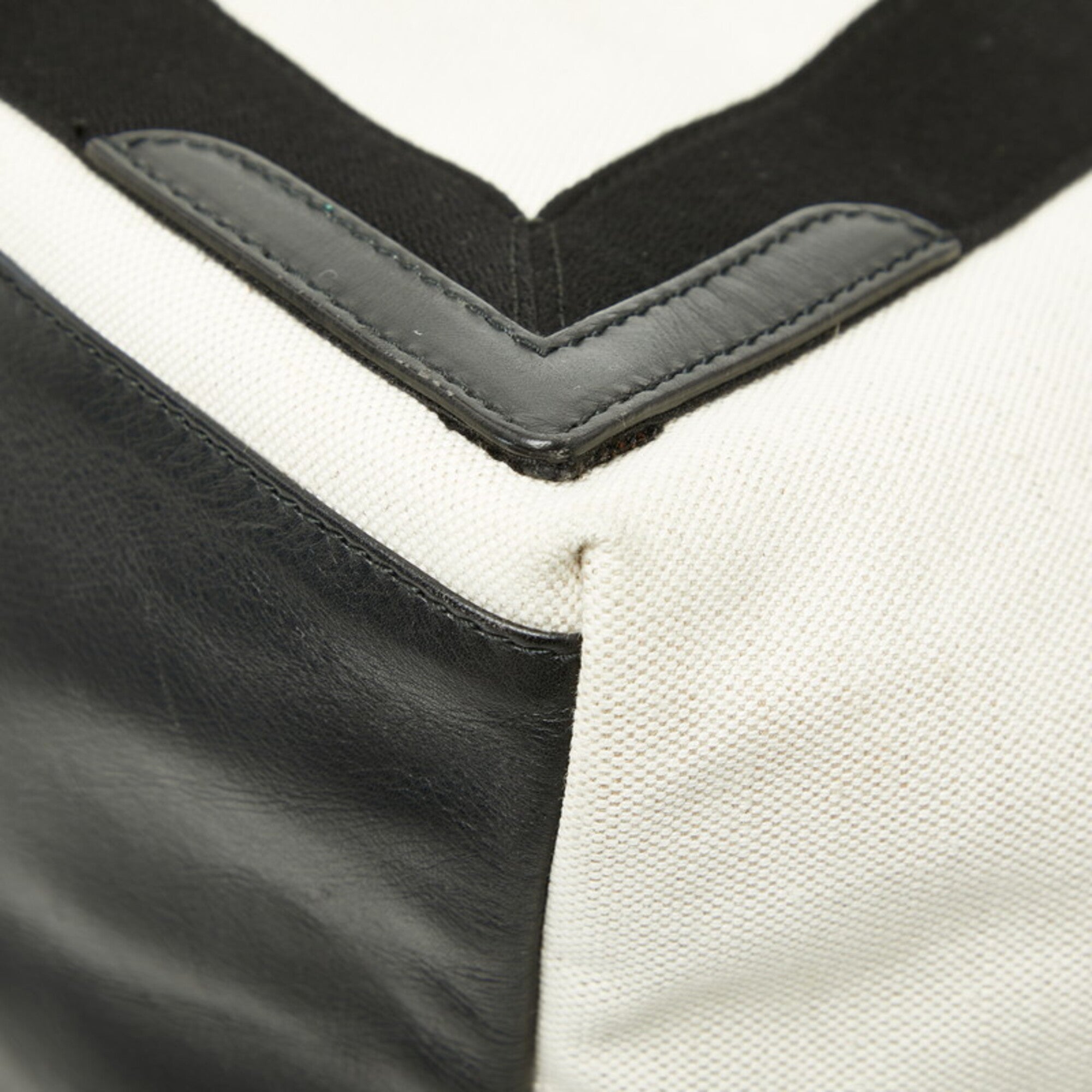 Balenciaga Black White Canvas Leather Handbag Tote