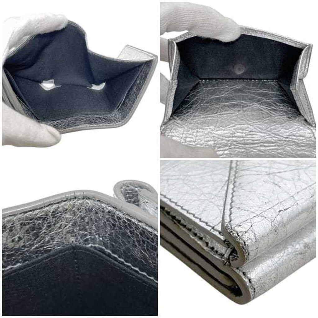 Balenciaga Silver Leather Wallet (Tri-Fold)
