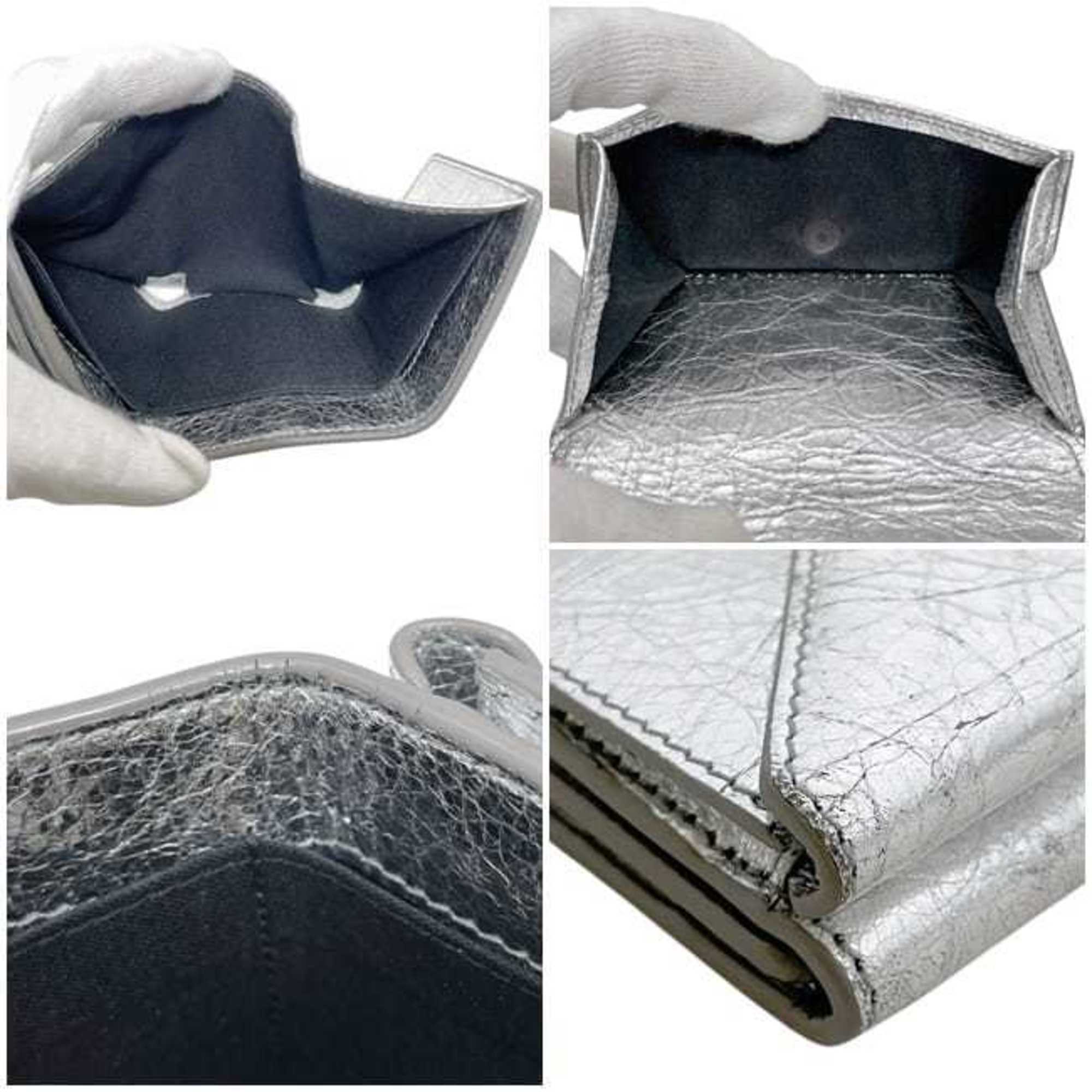Balenciaga Silver Leather Wallet (Tri-Fold)