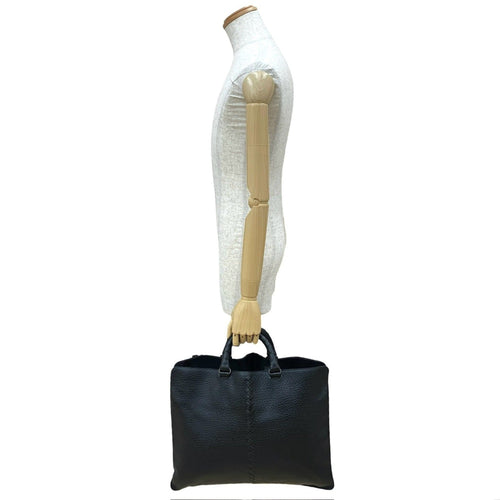 Bottega Veneta Black Leather Handbag Tote Bag