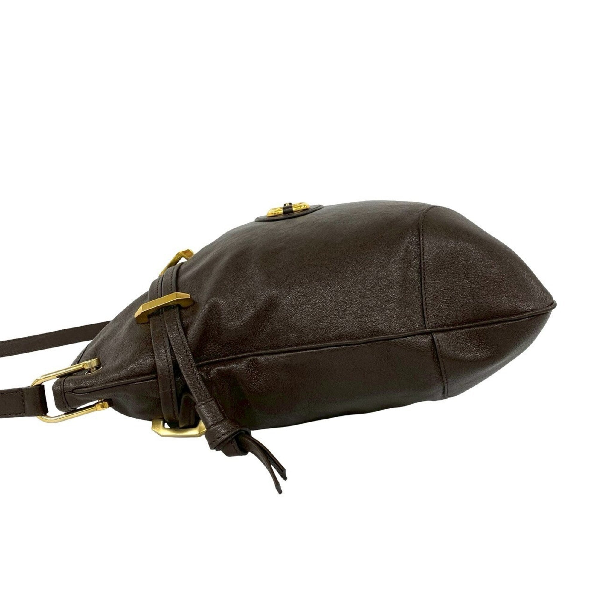 Gucci Brown Leather Shoulder Bag Sling Bag (Pre-Owned)