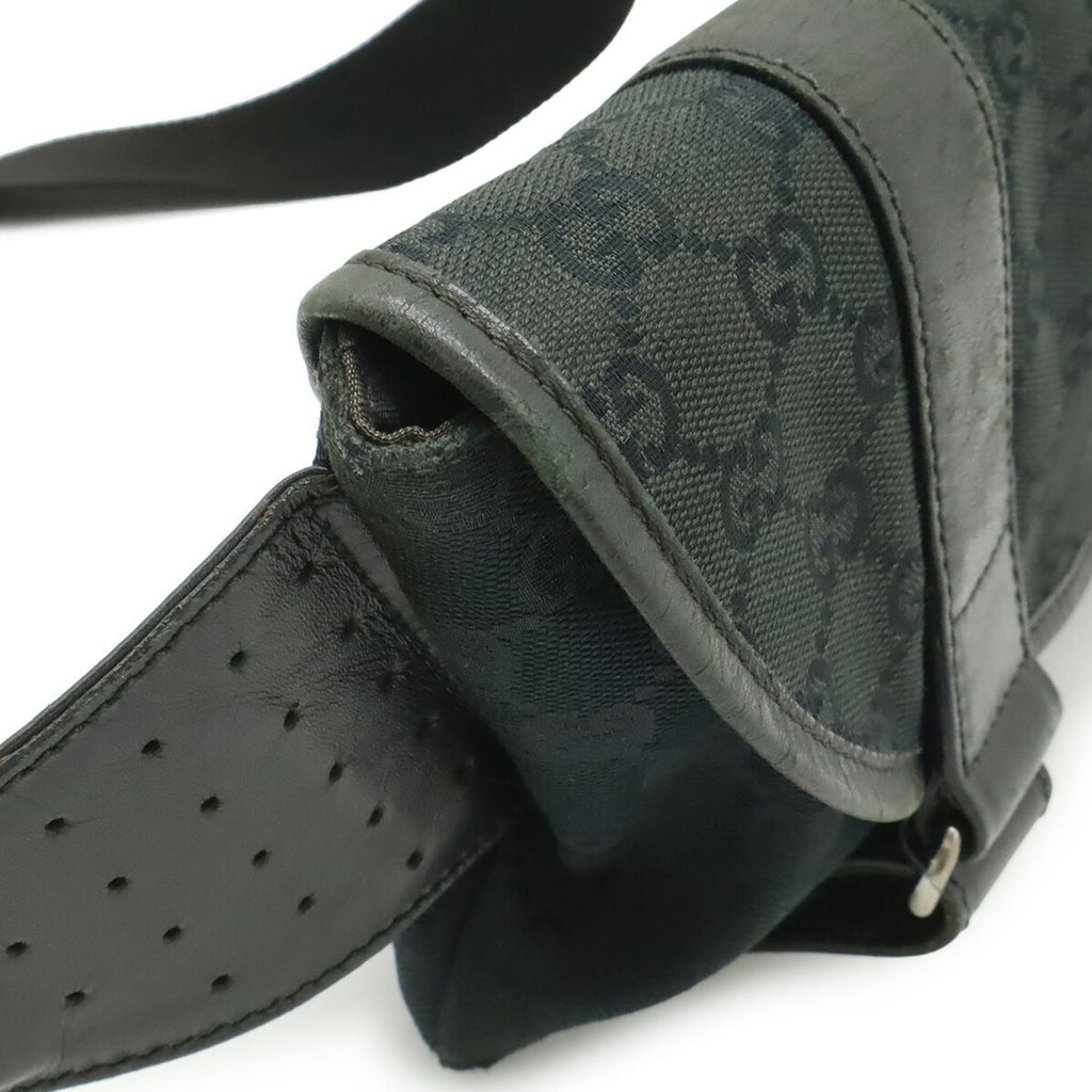 Gucci Black Gg Canvas Leather Fanny Pack Pouch Sling Bag (Pre-Owned)