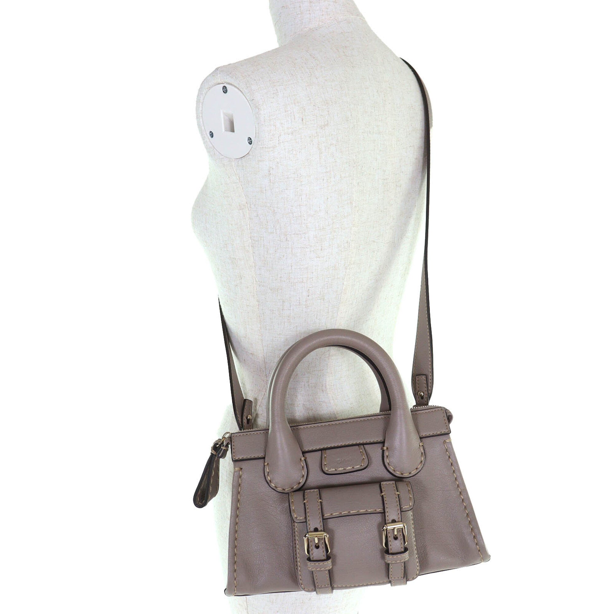 Chloé Gray Leather Handbag Shoulder Bag (Pre-Owned)