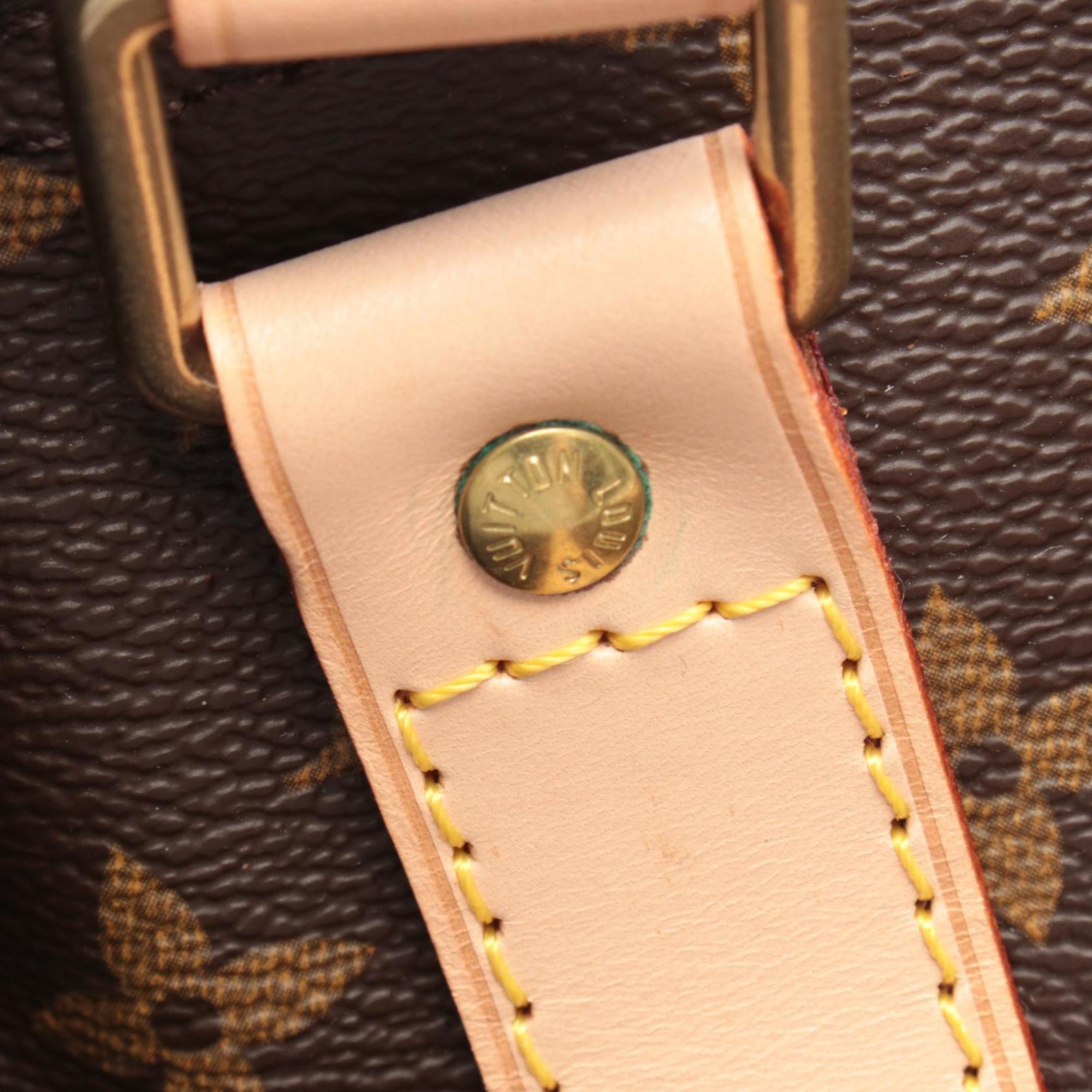 Louis Vuitton Brown Coated Canvas Leather Boston Bag Handbag