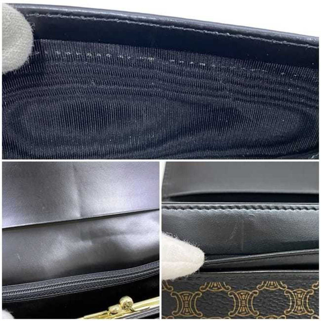 Celine Black Brown Pvc Leather Long Wallet (Bi-Fold)