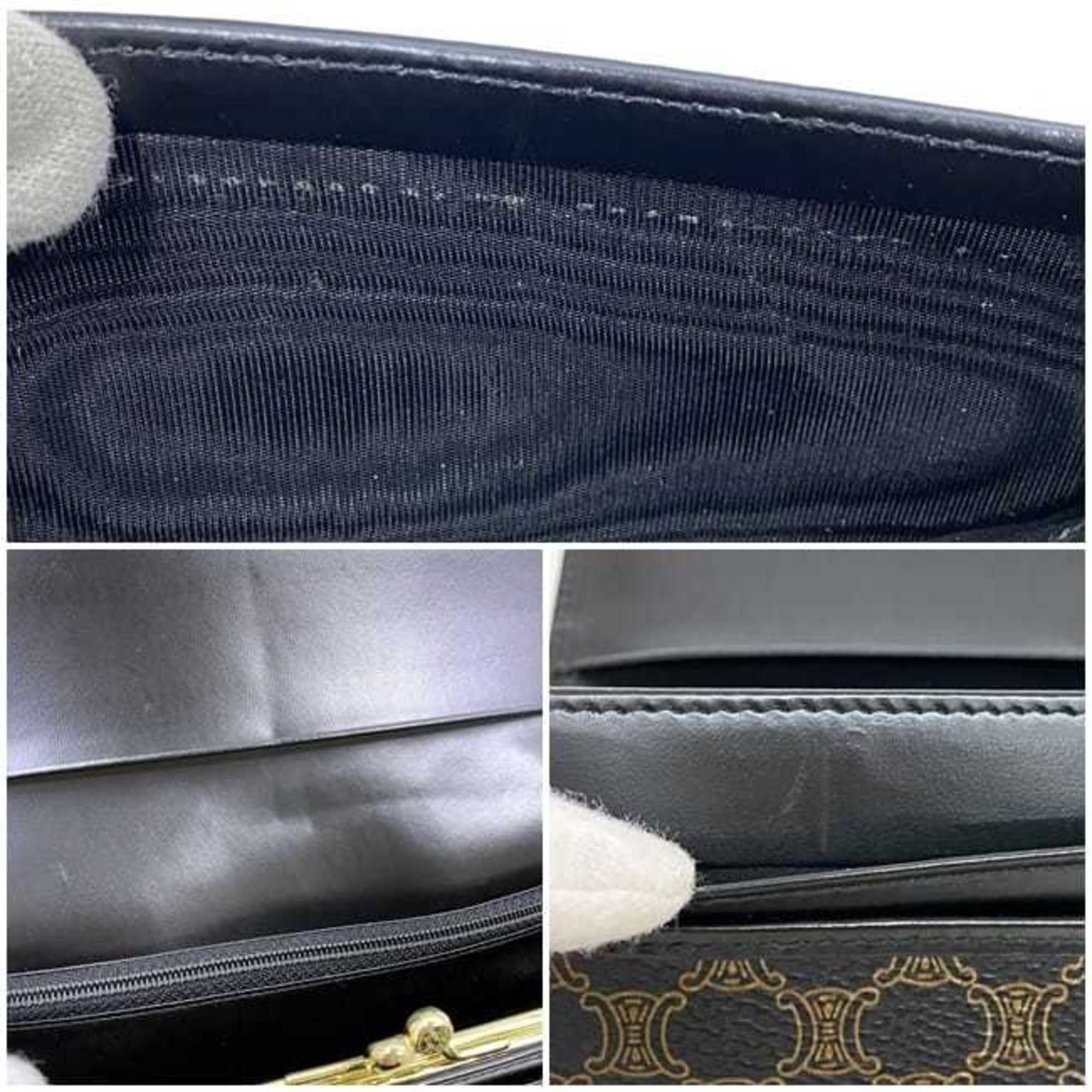 Celine Black Brown Pvc Leather Long Wallet (Bi-Fold)
