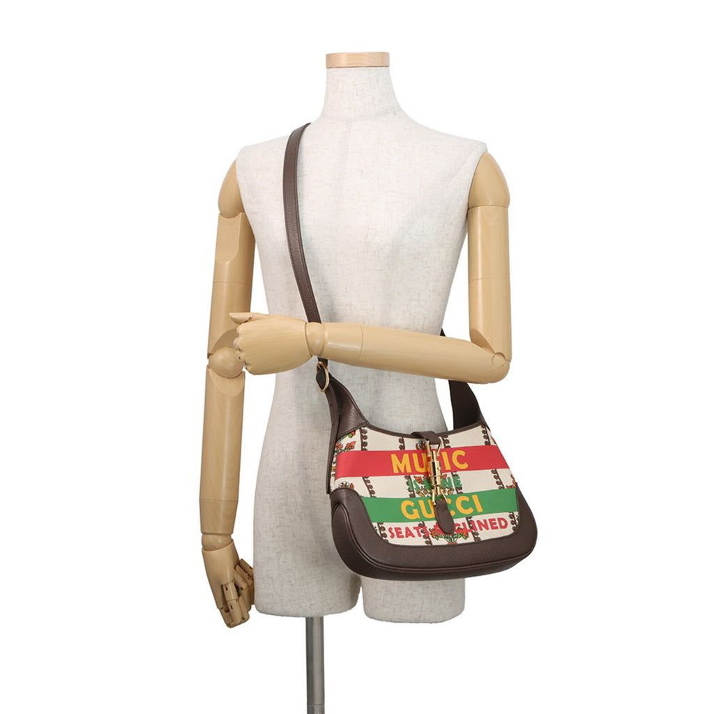 Gucci Brown Multi-Color Canvas Leather Handbag Shoulder Bag (Pre-Owned)