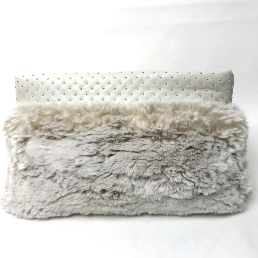 Prada Off-White Fur Leather Clutch Bag
