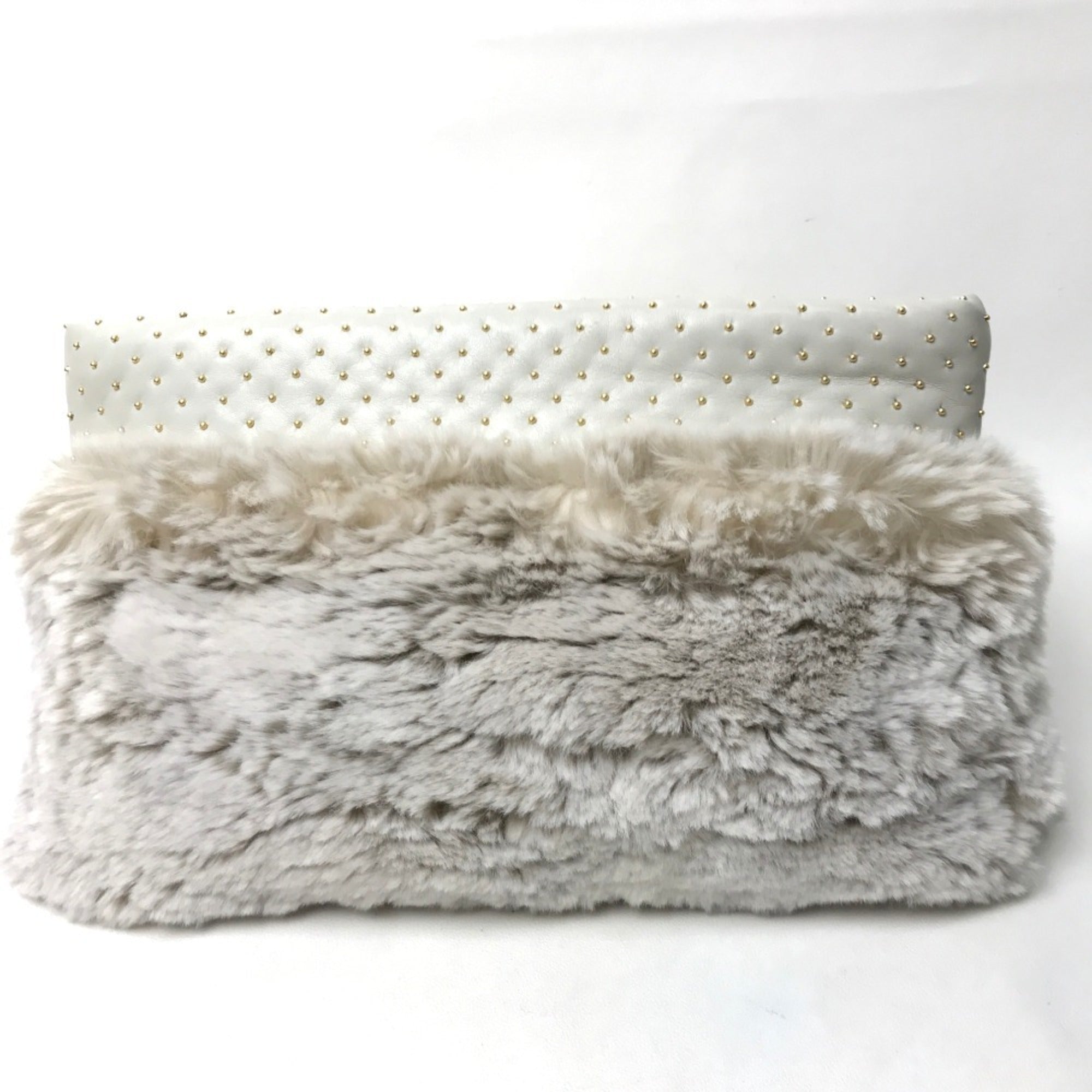 Prada Off-White Fur Leather Clutch Bag