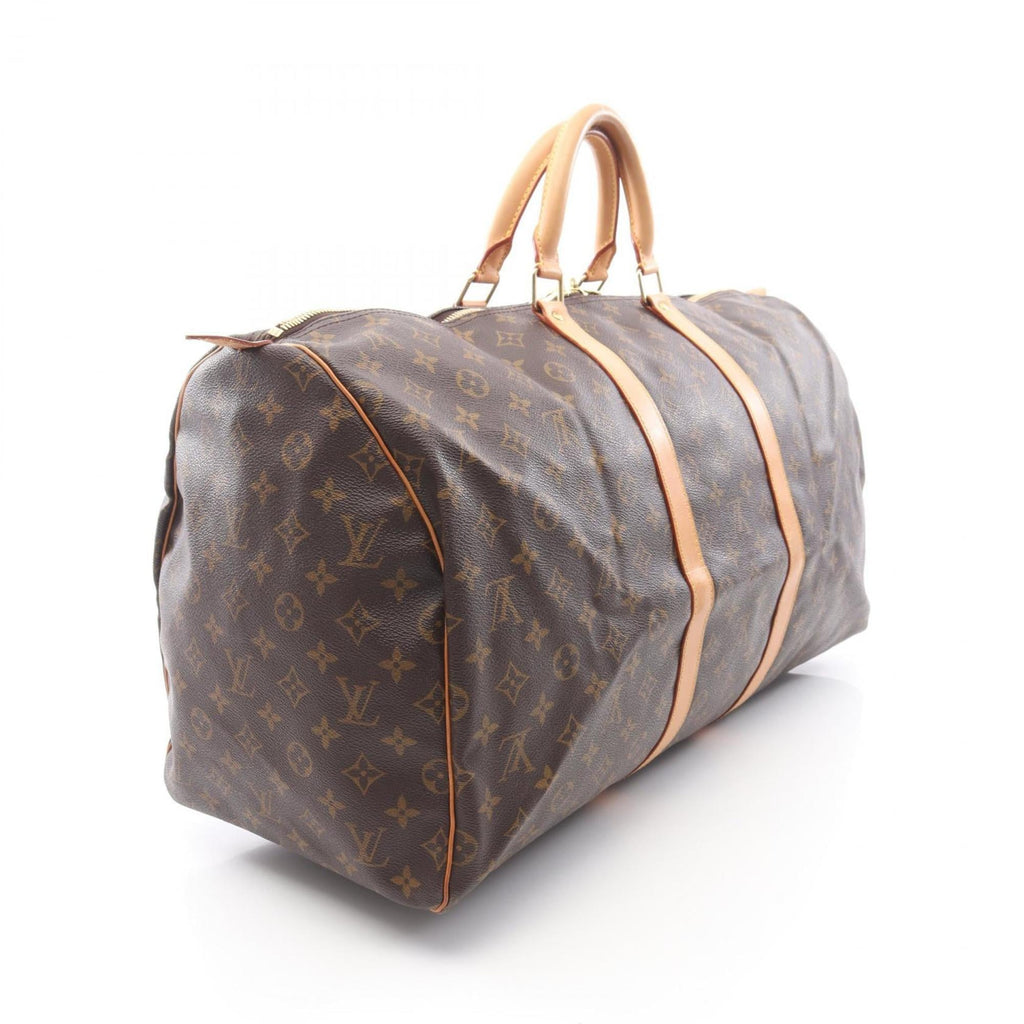 Louis Vuitton Brown Coated Canvas Leather Boston Bag Handbag
