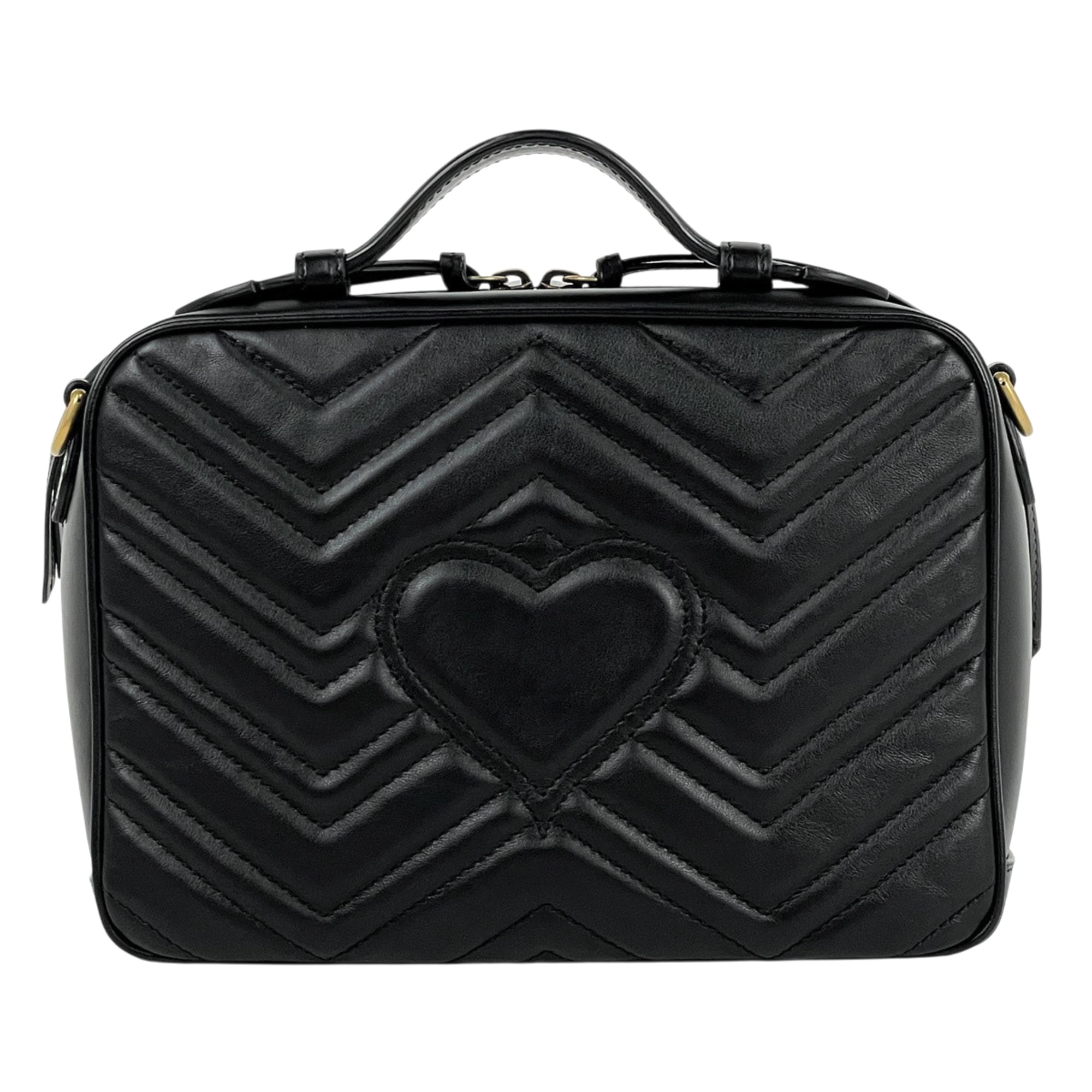 Gucci Gg Marmont Black Leather Handbag Shoulder Bag (Pre-Owned)