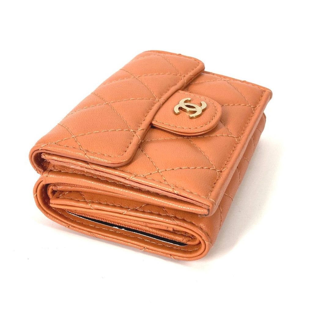 Chanel Orange Leather Wallet (Tri-Fold)