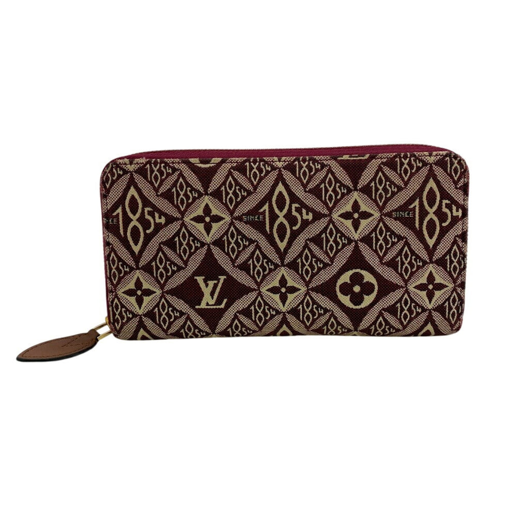 Louis Vuitton Brown Red Color Canvas Leather Long Wallet