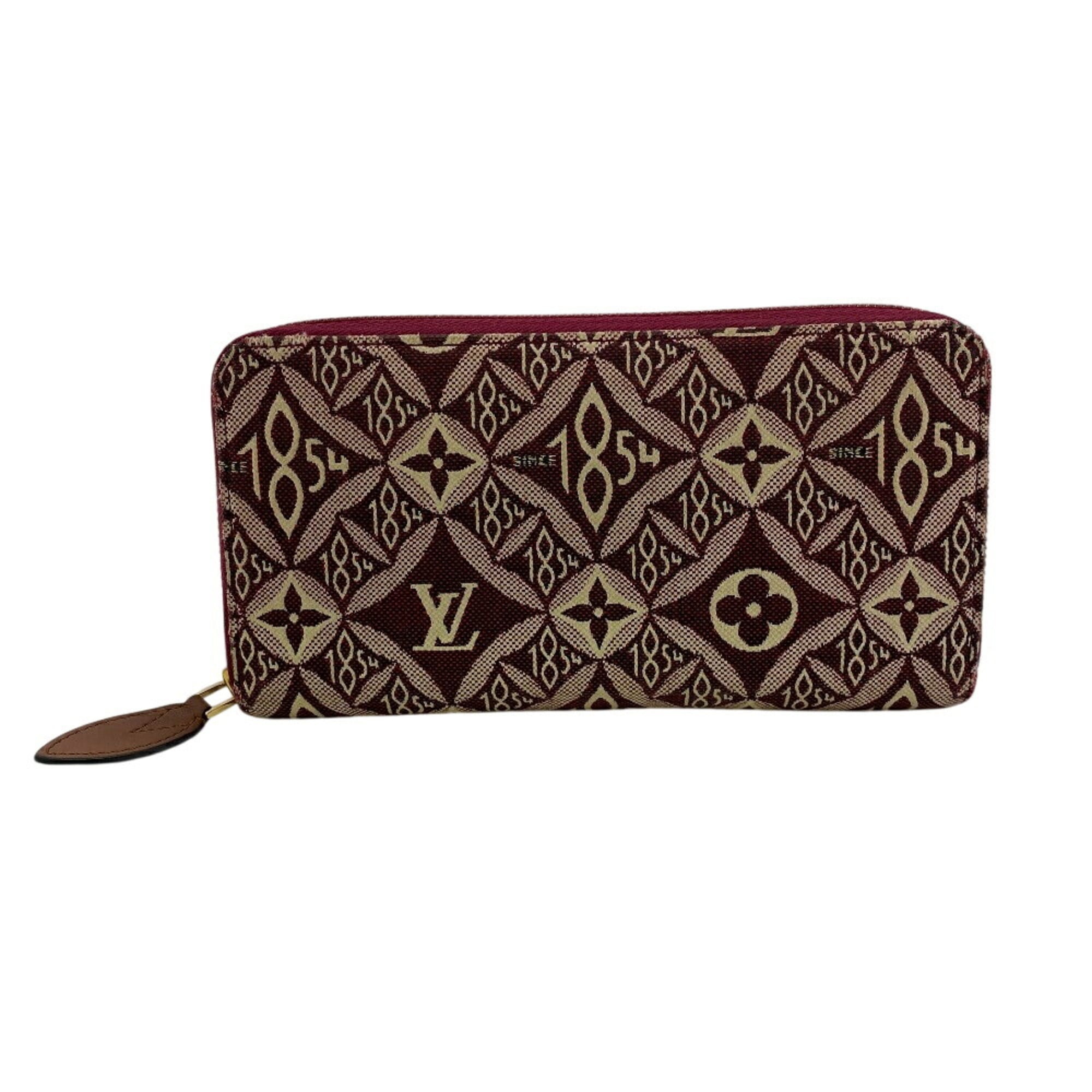 Louis Vuitton Brown Red Color Canvas Leather Long Wallet