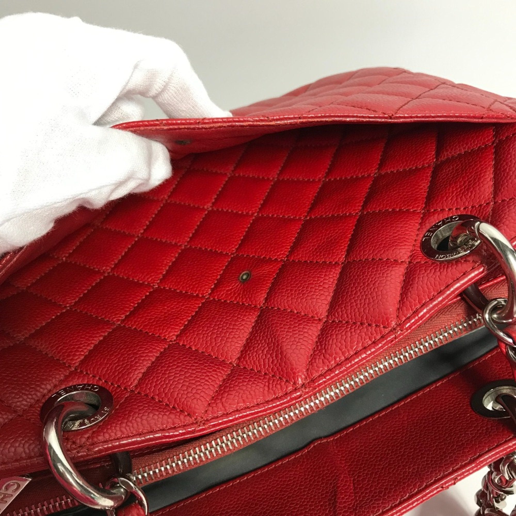 Chanel Red Leather Tote Bag
