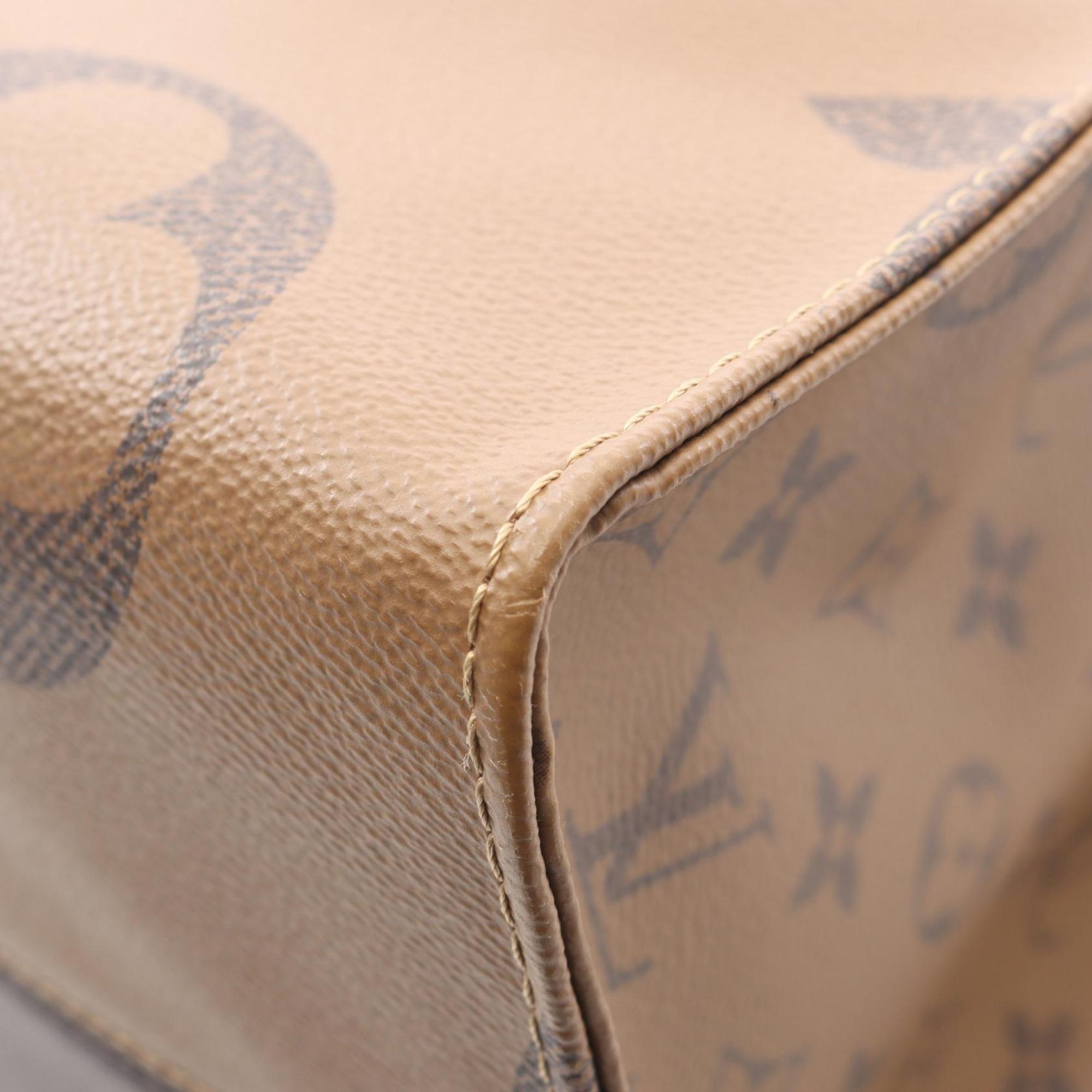 Louis Vuitton Beige Brown Coated Canvas Monogram Leather Handbag Tote Bag