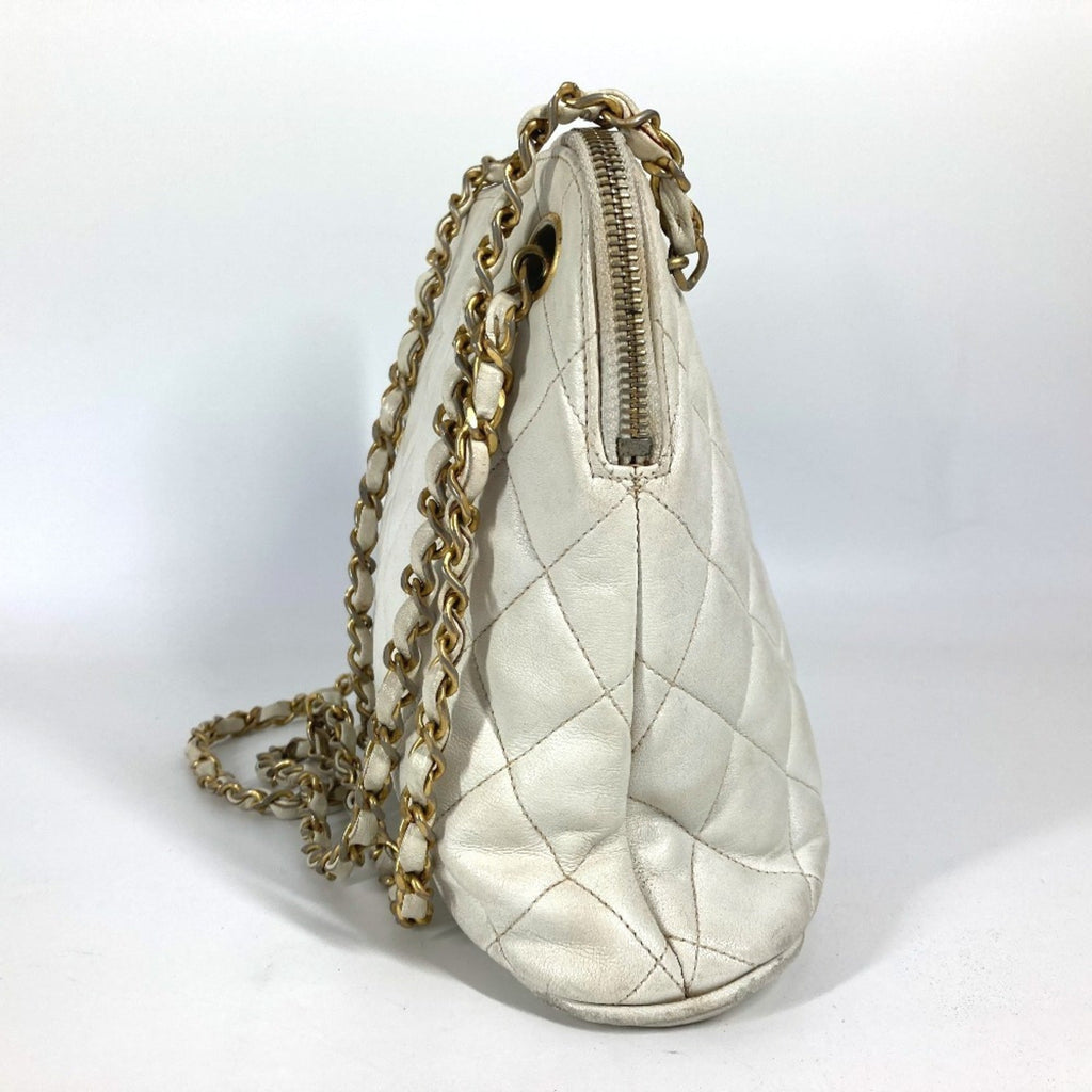 Chanel White Leather Shoulder Bag