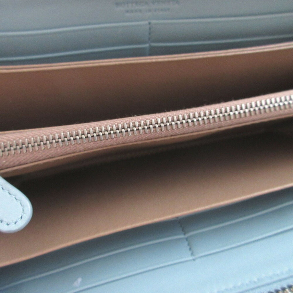 Bottega Veneta Light Blue Leather Long Wallet (Bi-Fold)