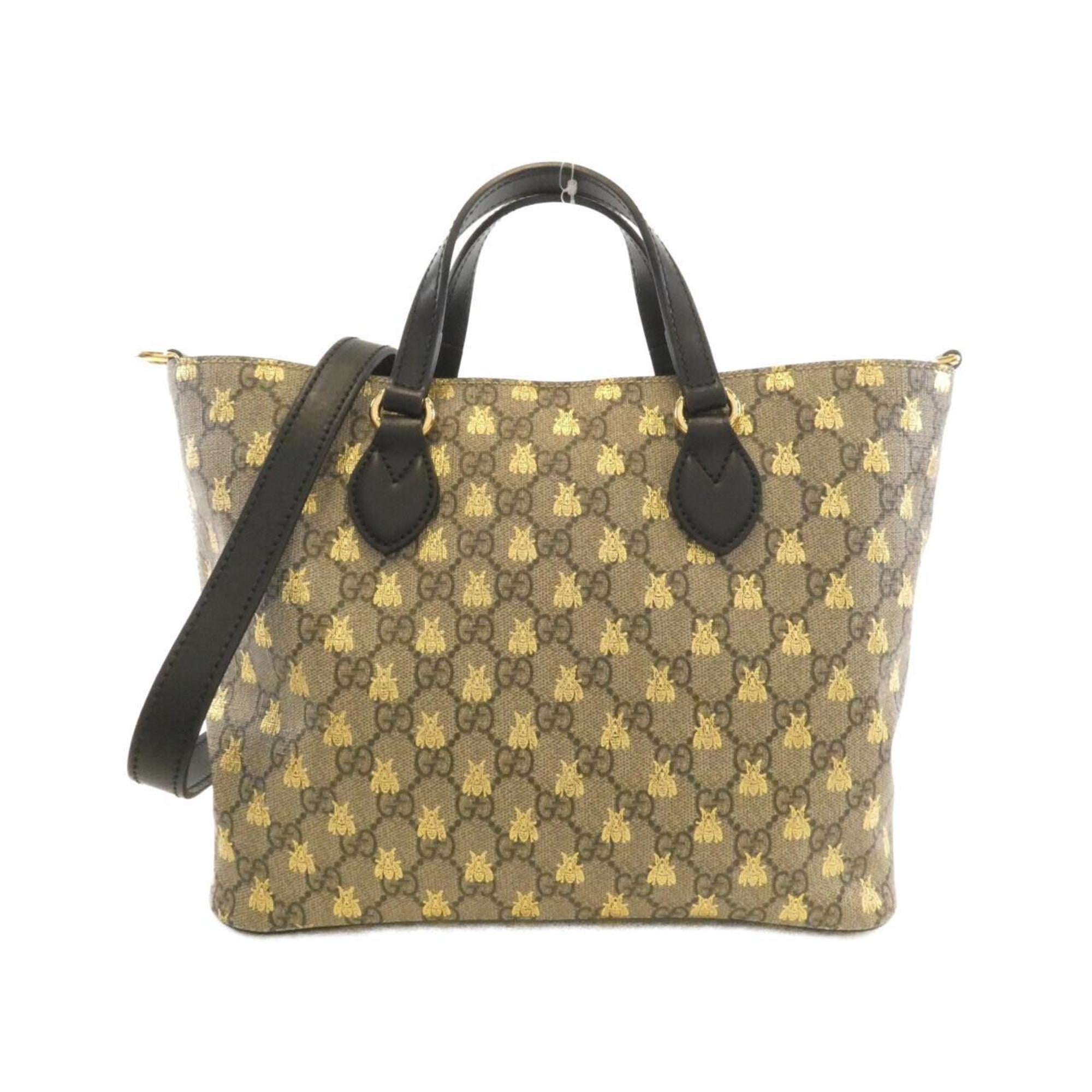 Gucci Beige Black Gg Supreme Handbag (Pre-Owned)