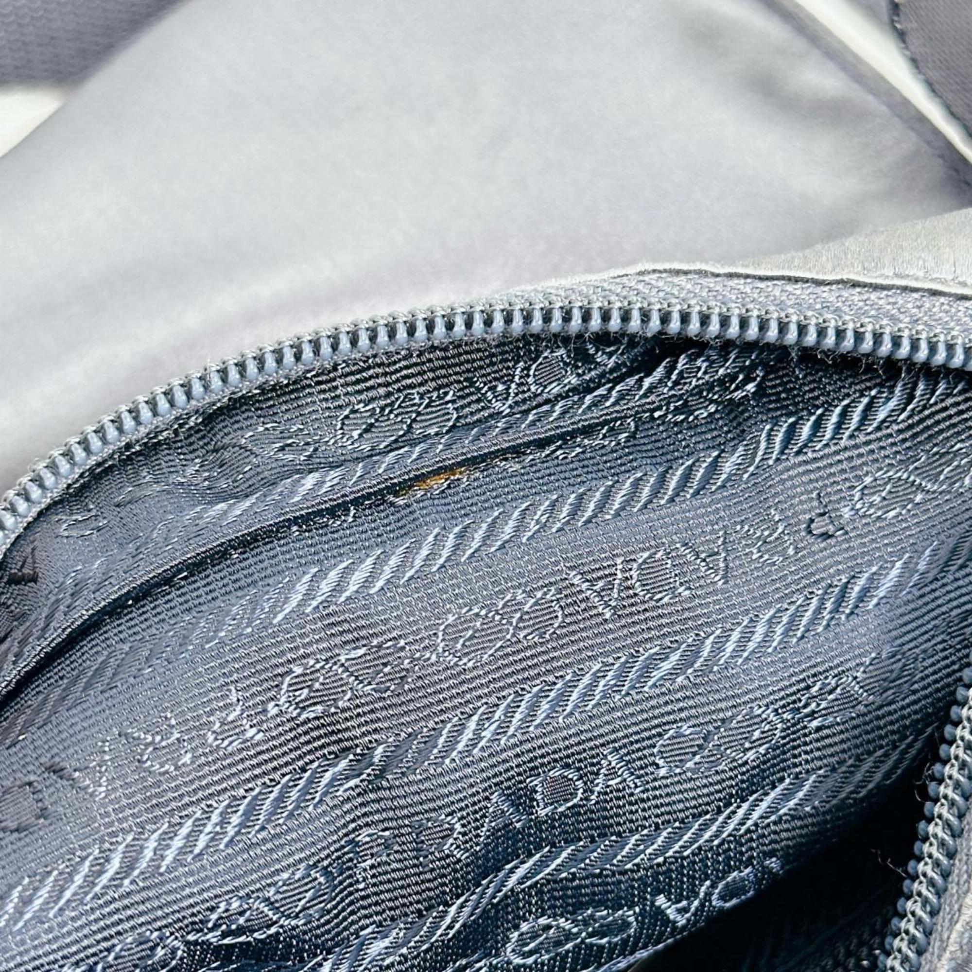 Prada Gray Satin Pochette Shoulder Bag