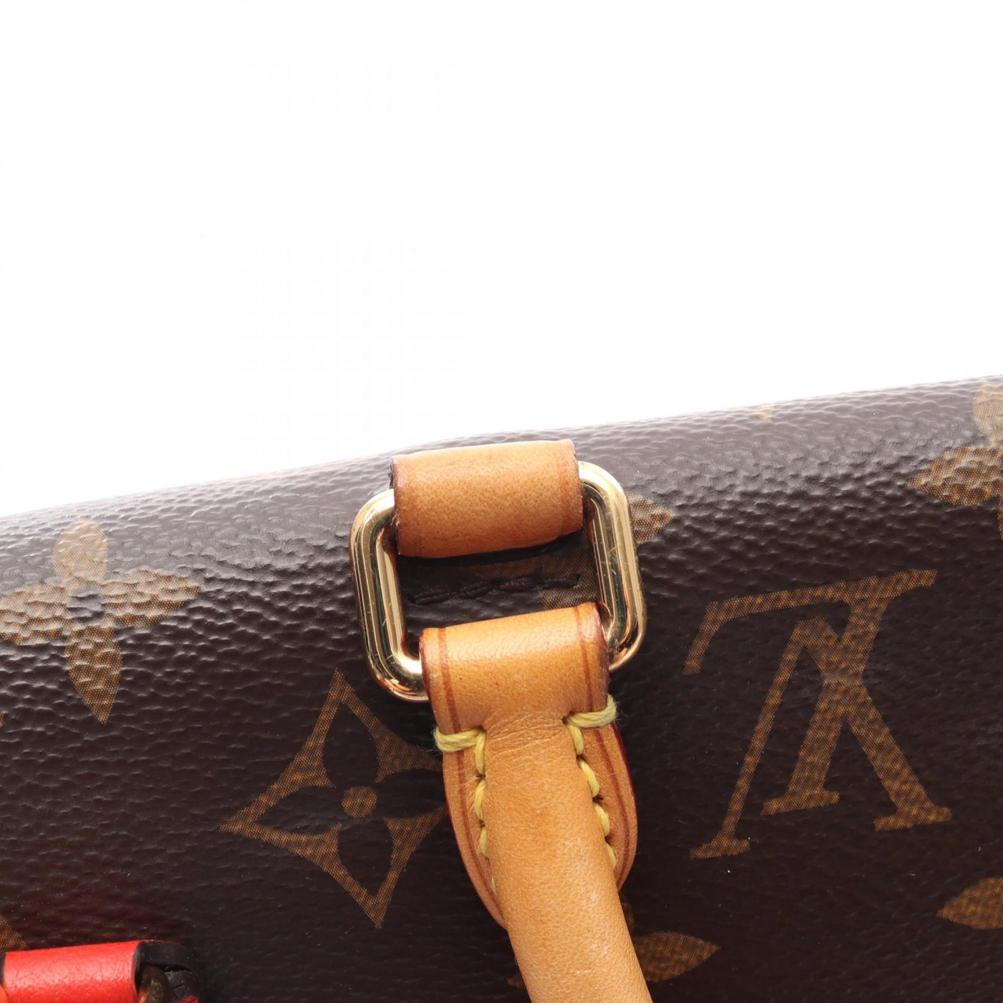 Louis Vuitton Brown Red Color Coated Canvas Leather Handbag
