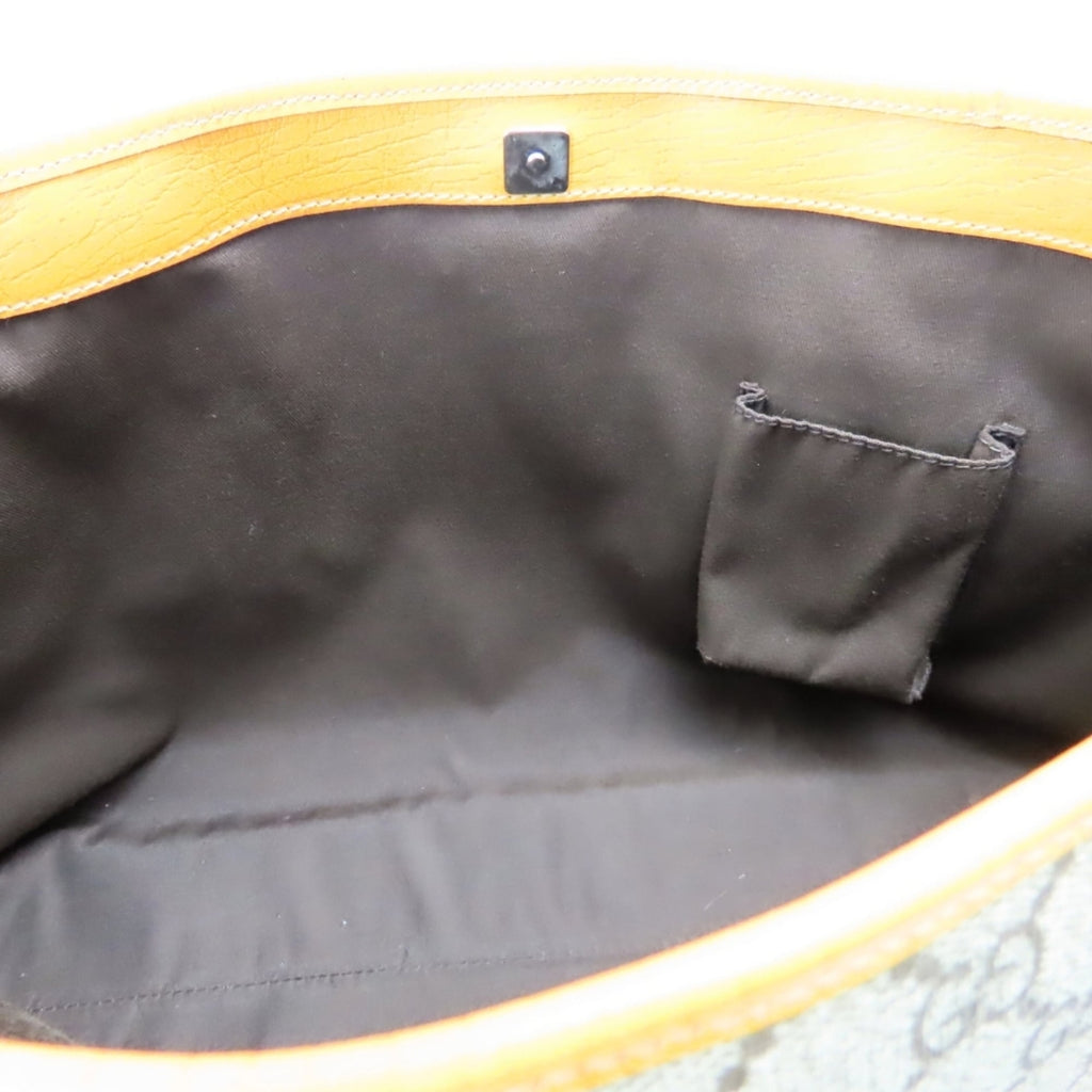 Gucci Beige Orange Gg Supreme Canvas Leather Tote Bag (Pre-Owned)