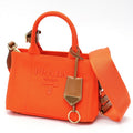 Prada Orange Cotton Canvas Handbag Tote Bag