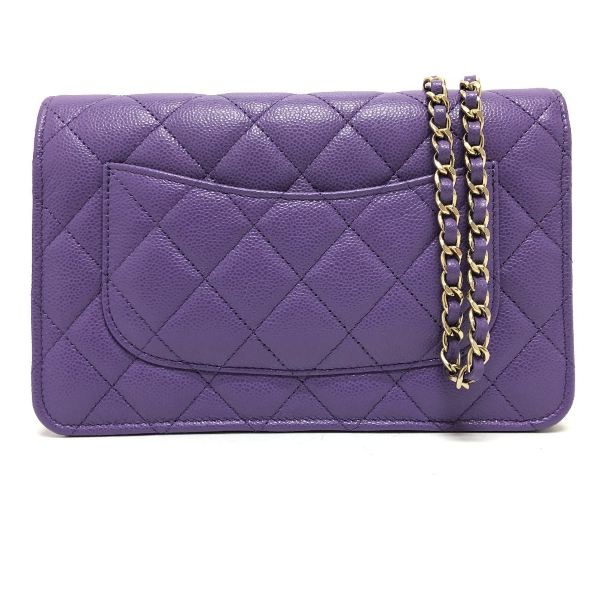 Chanel Matelasse Purple Caviar Leather Shoulder Bag
