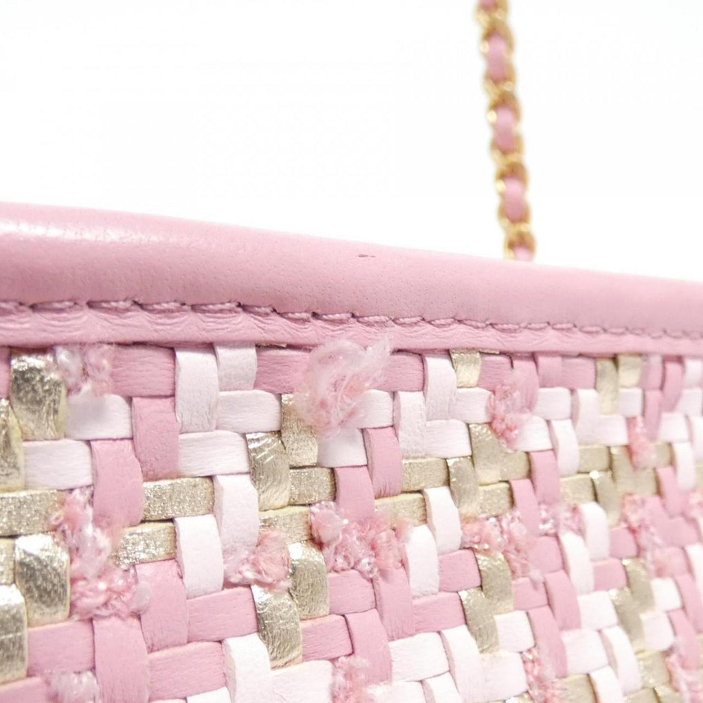 Chanel Gold Pink Viscose Leather Shoulder Bag