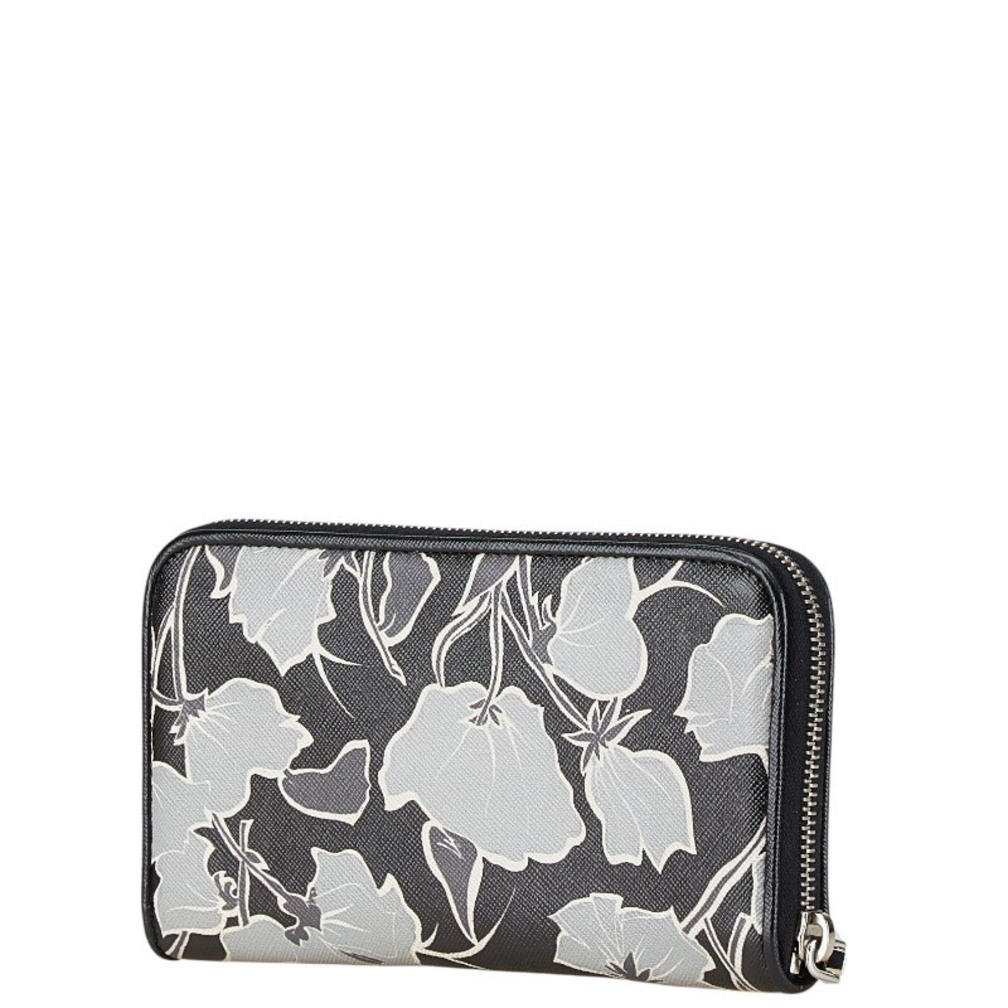 Prada Saffiano Black Gray Leather Long Wallet (Bi-Fold)