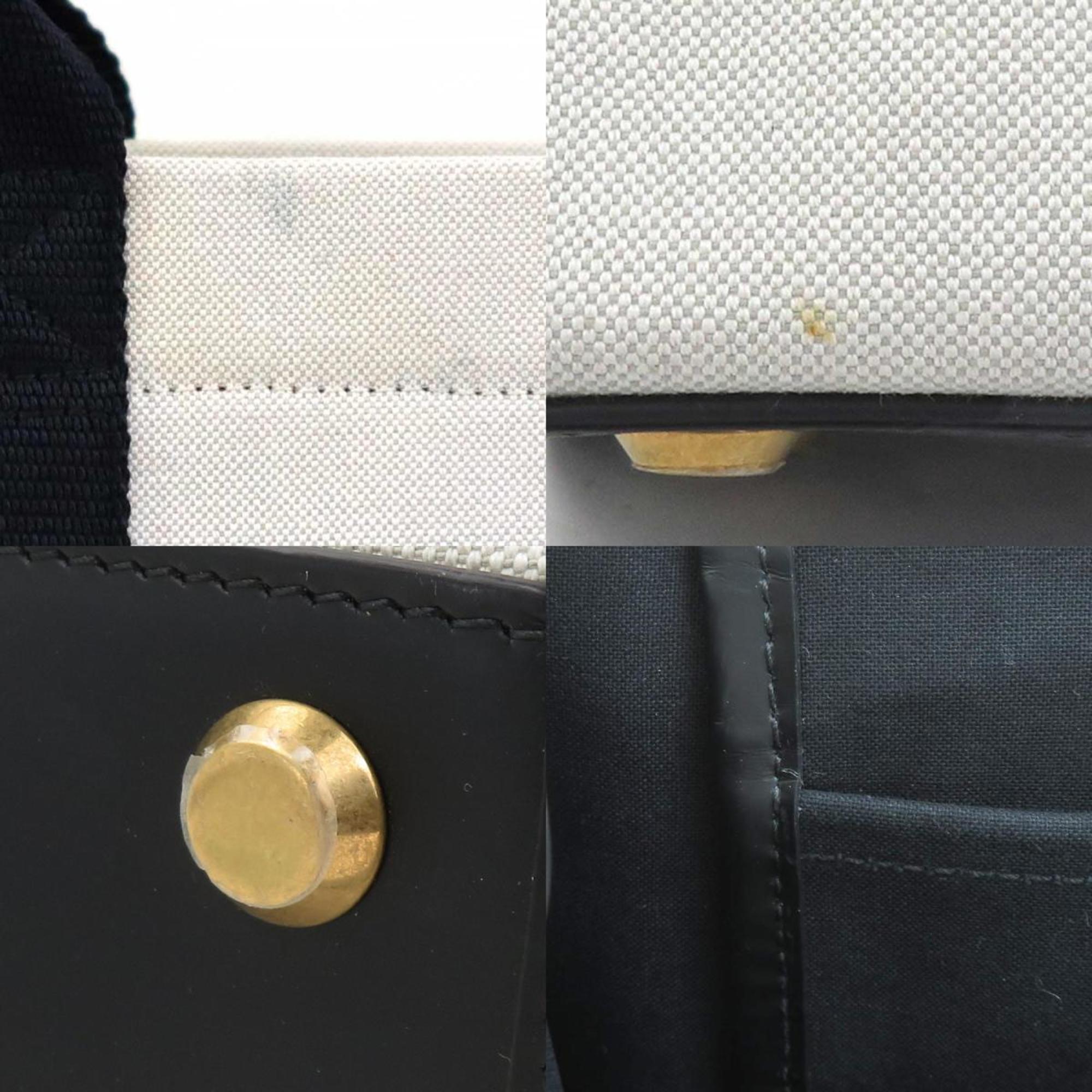 Balenciaga Black Ivory Canvas Leather Handbag Shoulder