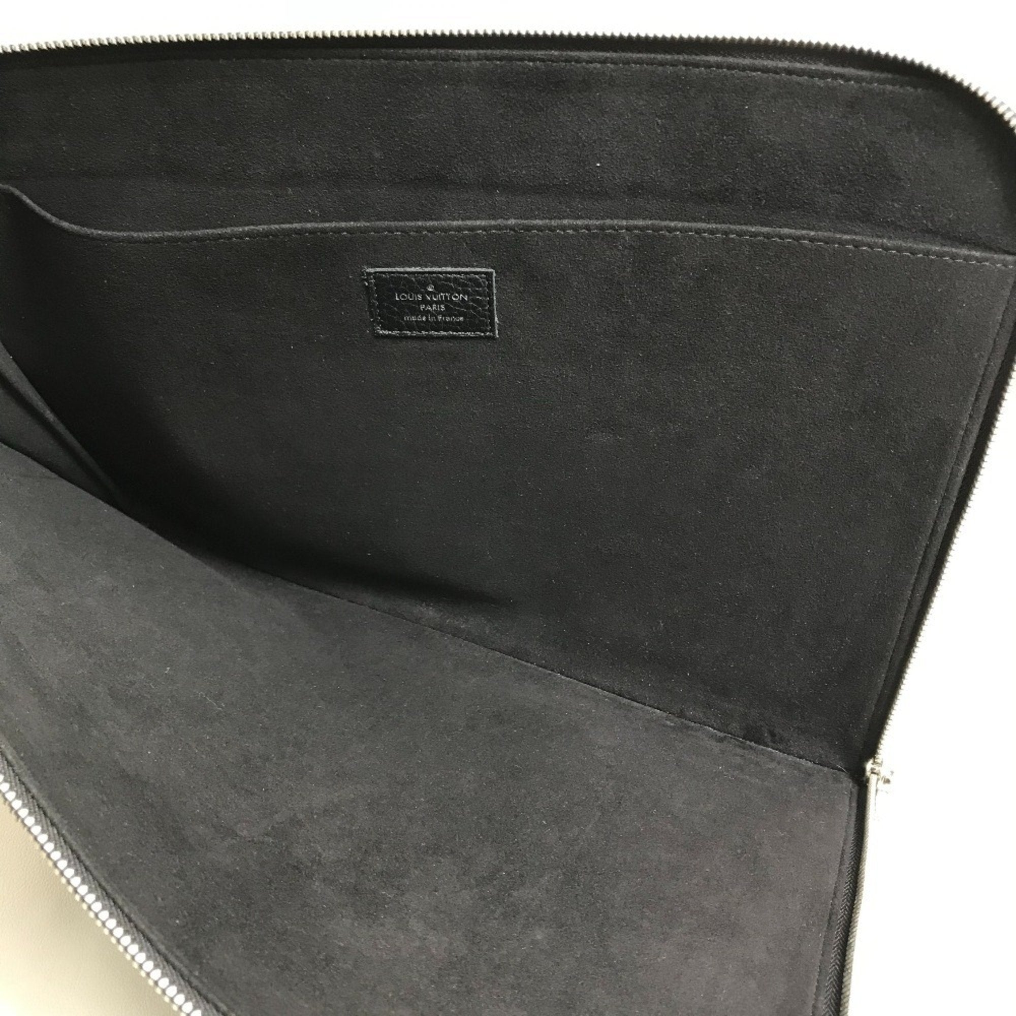 Louis Vuitton Black Noir Leather Clutch Bag Pochette