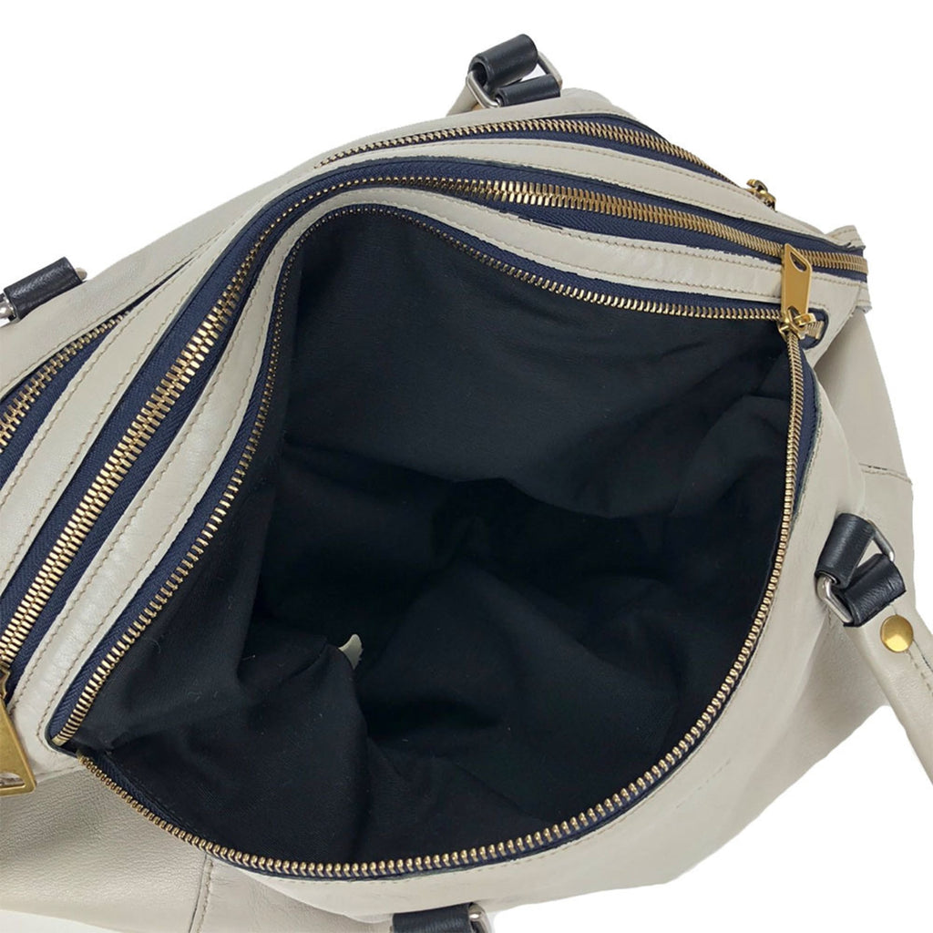 Celine Light Gray Leather Boston Bag Handbag