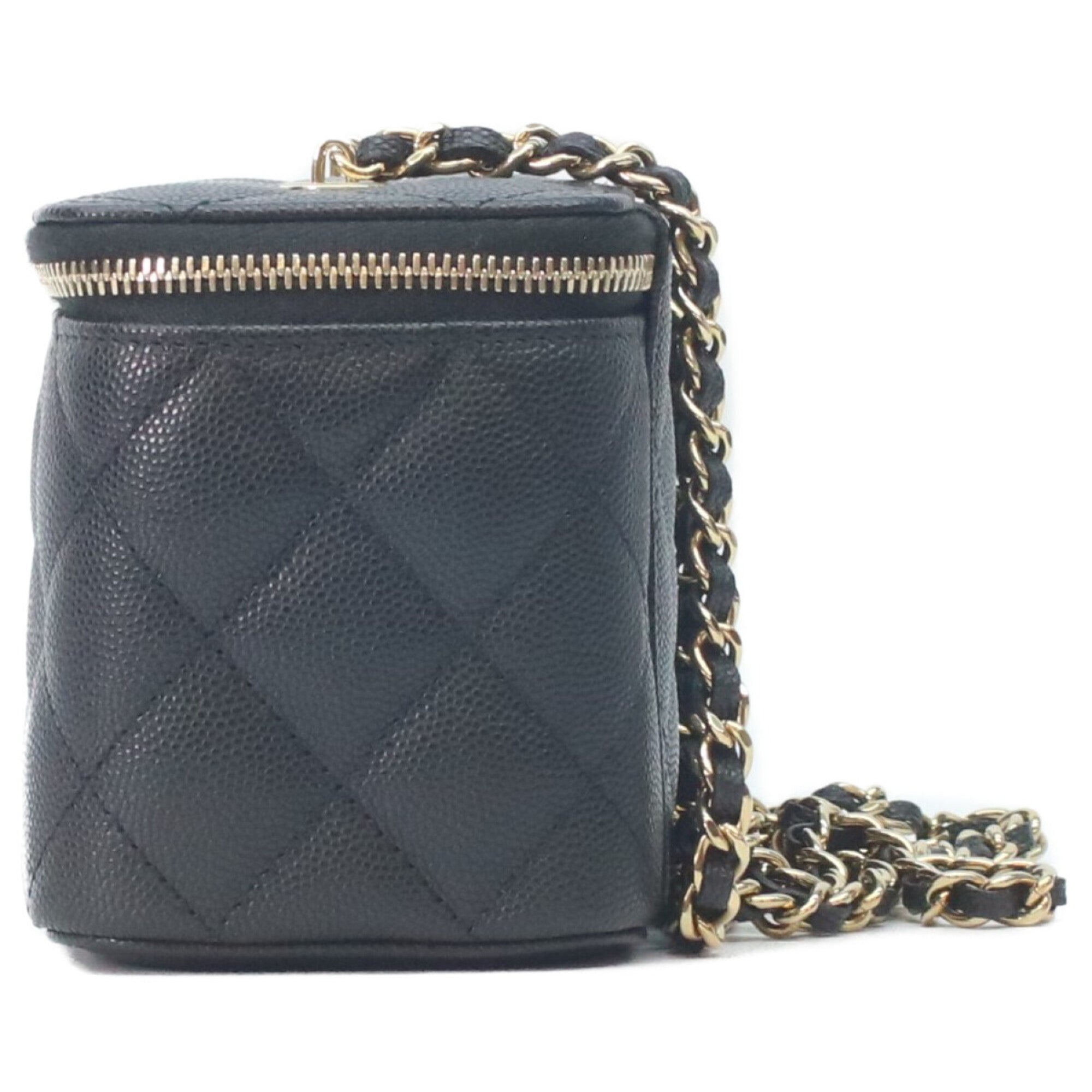 Chanel Black Grained Calfskin Shoulder Bag
