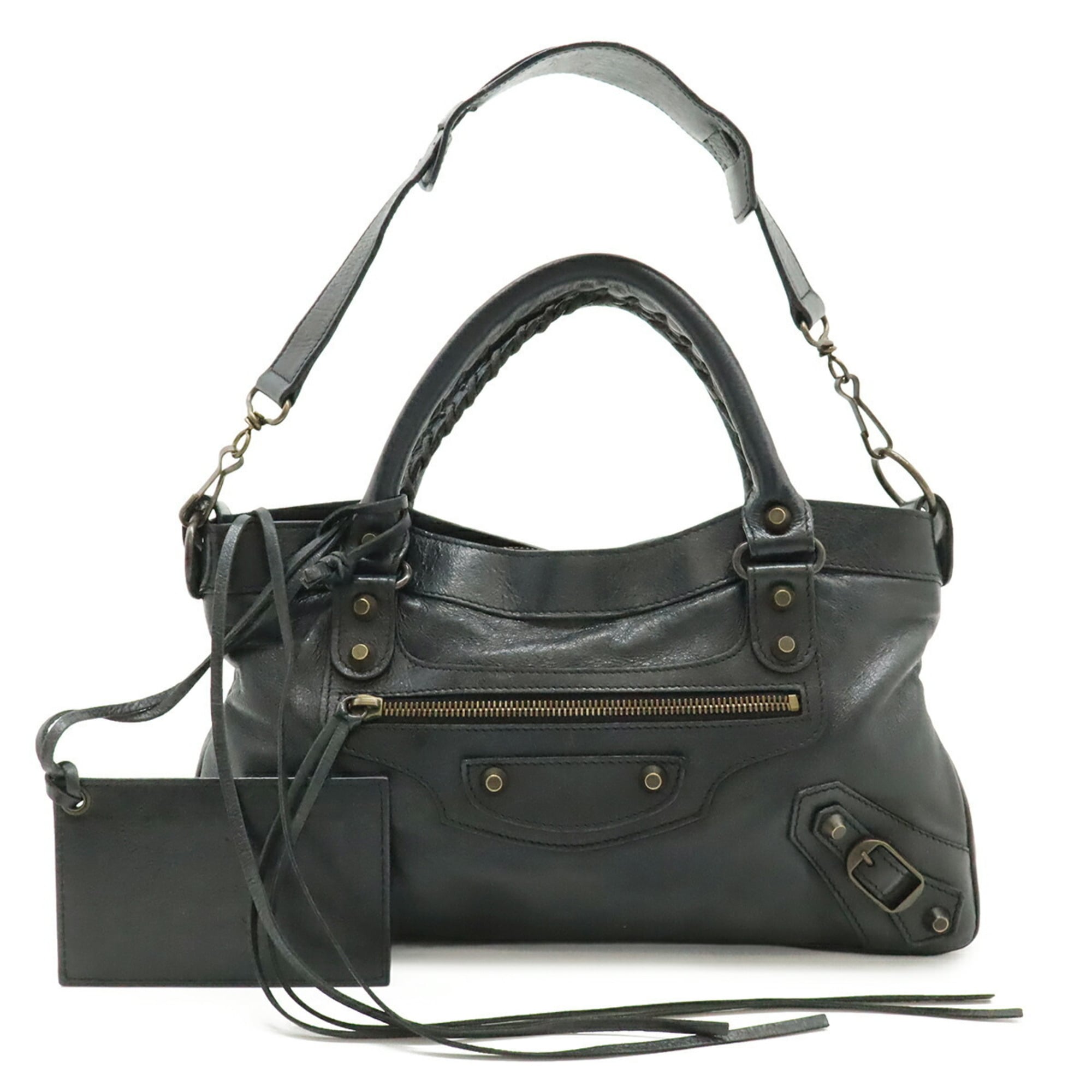 Balenciaga Black Leather Handbag Shoulder