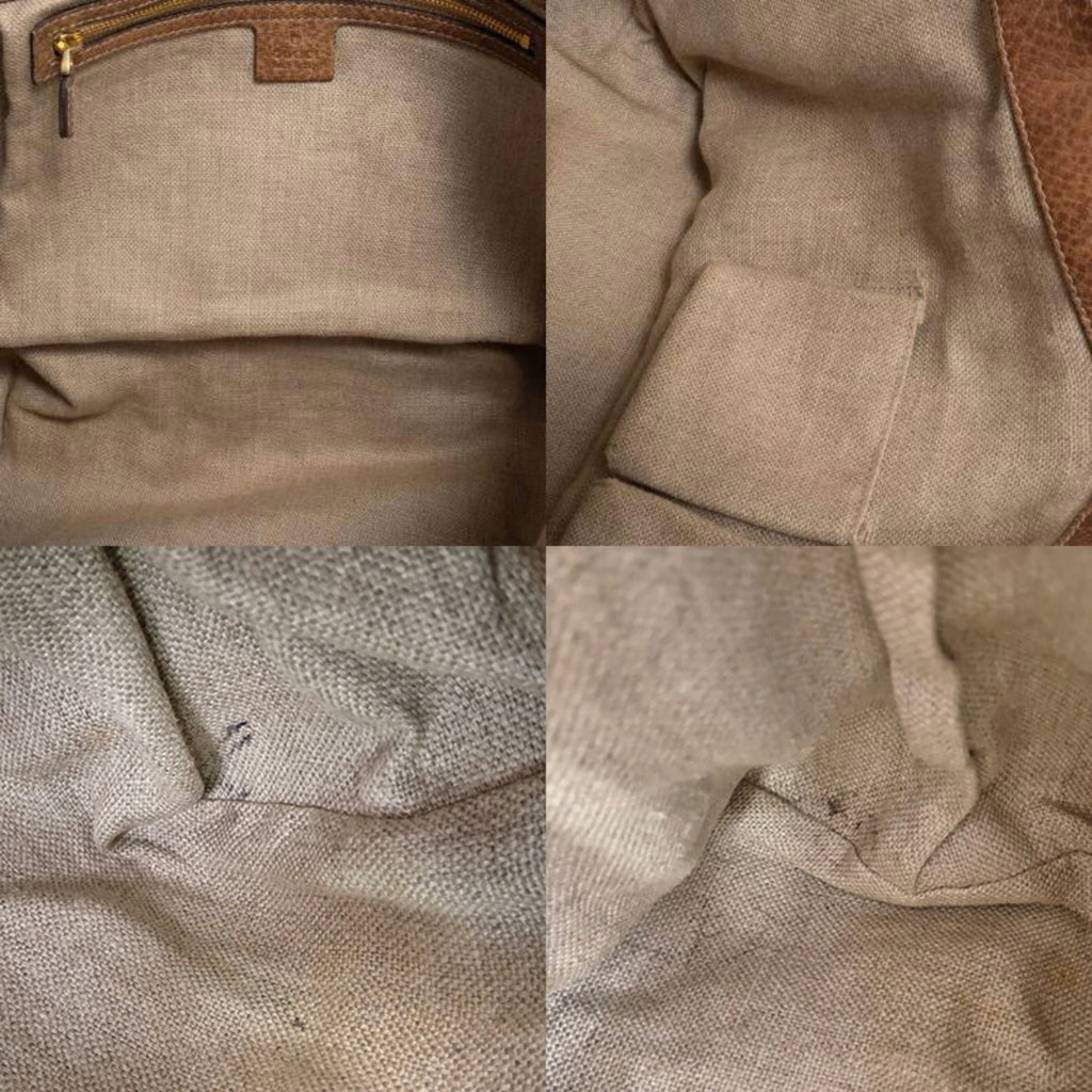 Gucci Gg Canvas Beige Brown Gg Canvas Leather Tote Bag (Pre-Owned)
