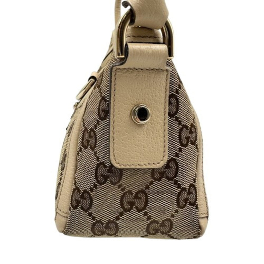 Gucci Abbey Beige Canvas Shoulder Bag (Pre-Owned)