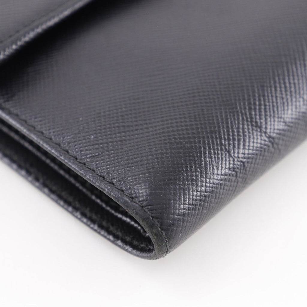 Prada Black Nero Saffiano Triangle Wallet (Bi-Fold)