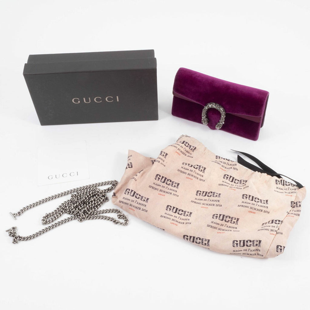 Gucci Purple Velvet Leather Shoulder Bag (Pre-Owned)