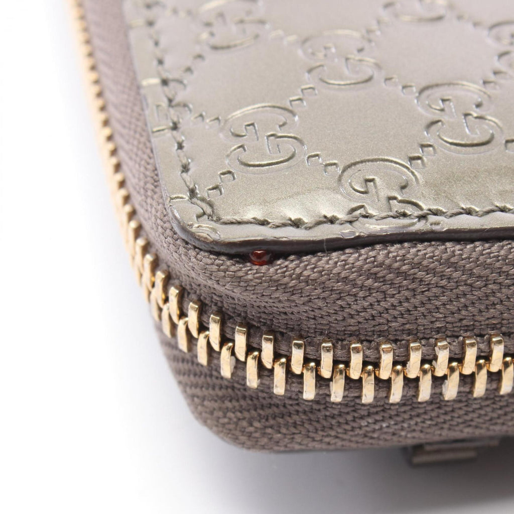 Gucci Khaki Patent Leather Long Wallet (Bi-Fold) (Pre-Owned)