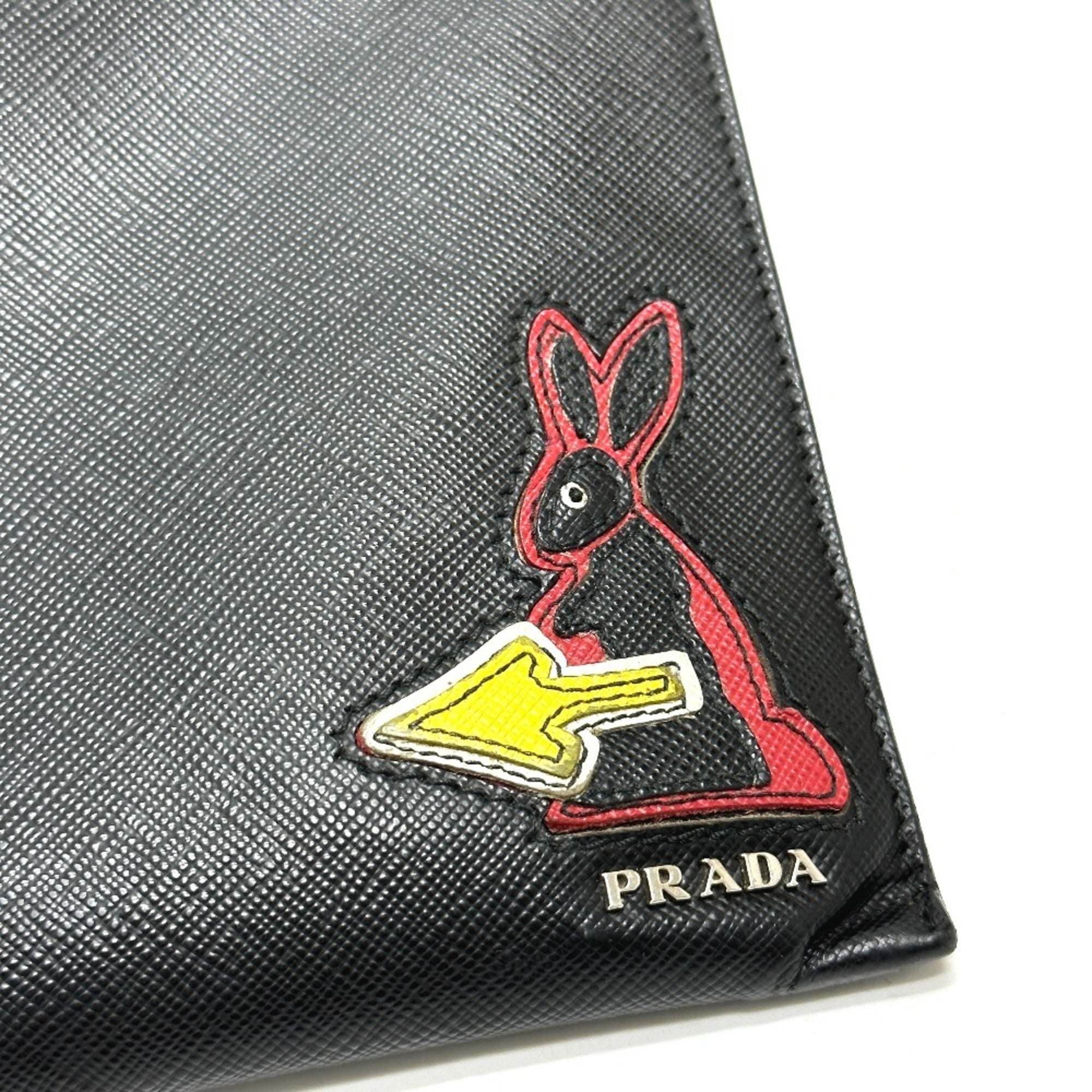 Prada Black Leather Clutch Bag
