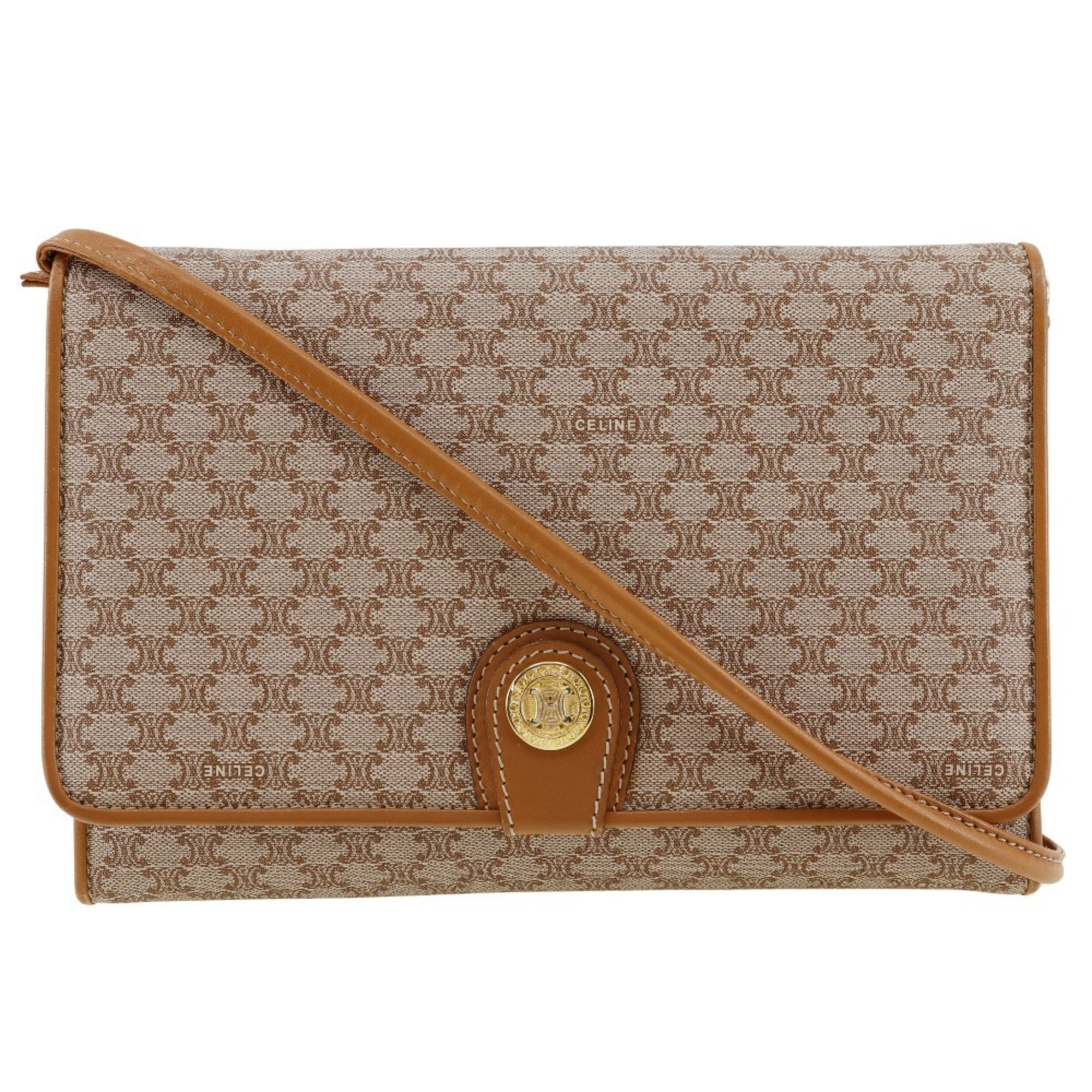 Celine Macadam Beige Pvc Leather Shoulder Bag