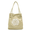 Chanel Beige White Leather Shoulder Bag Tote Bag