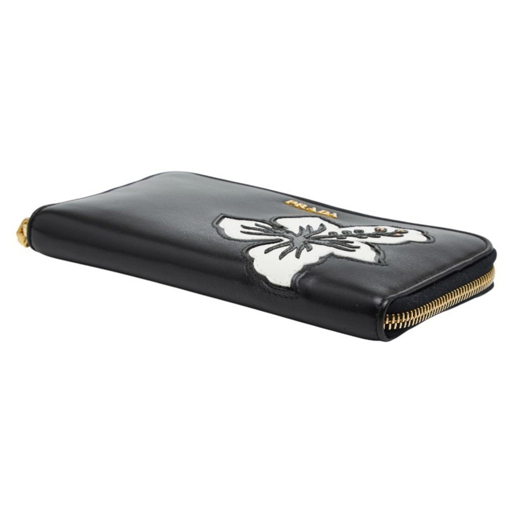 Prada Black Leather Long Wallet (Bi-Fold)