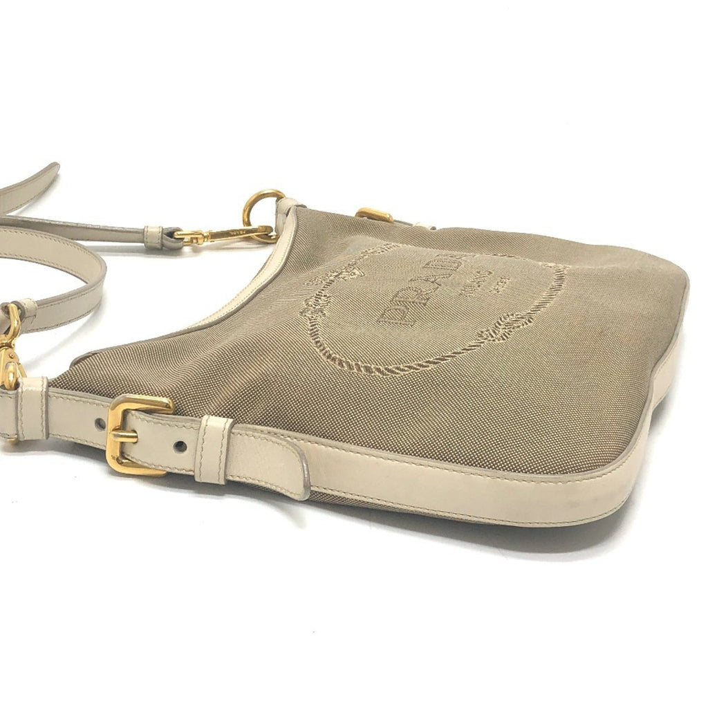 Prada Beige Canvas Leather Shoulder Bag