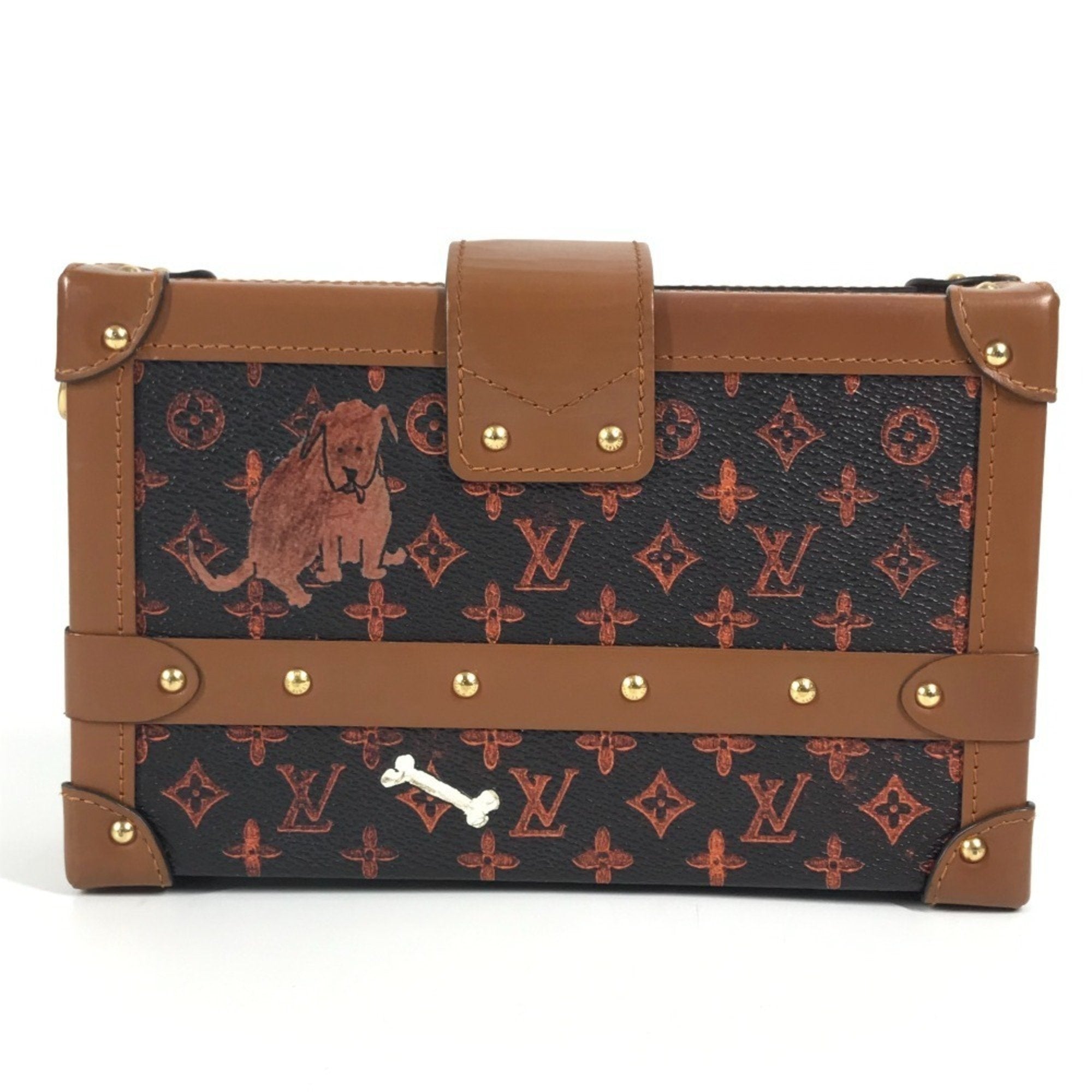 Louis Vuitton Brown Red Color Monogram Canvas Clutch Bag Shoulder Bag